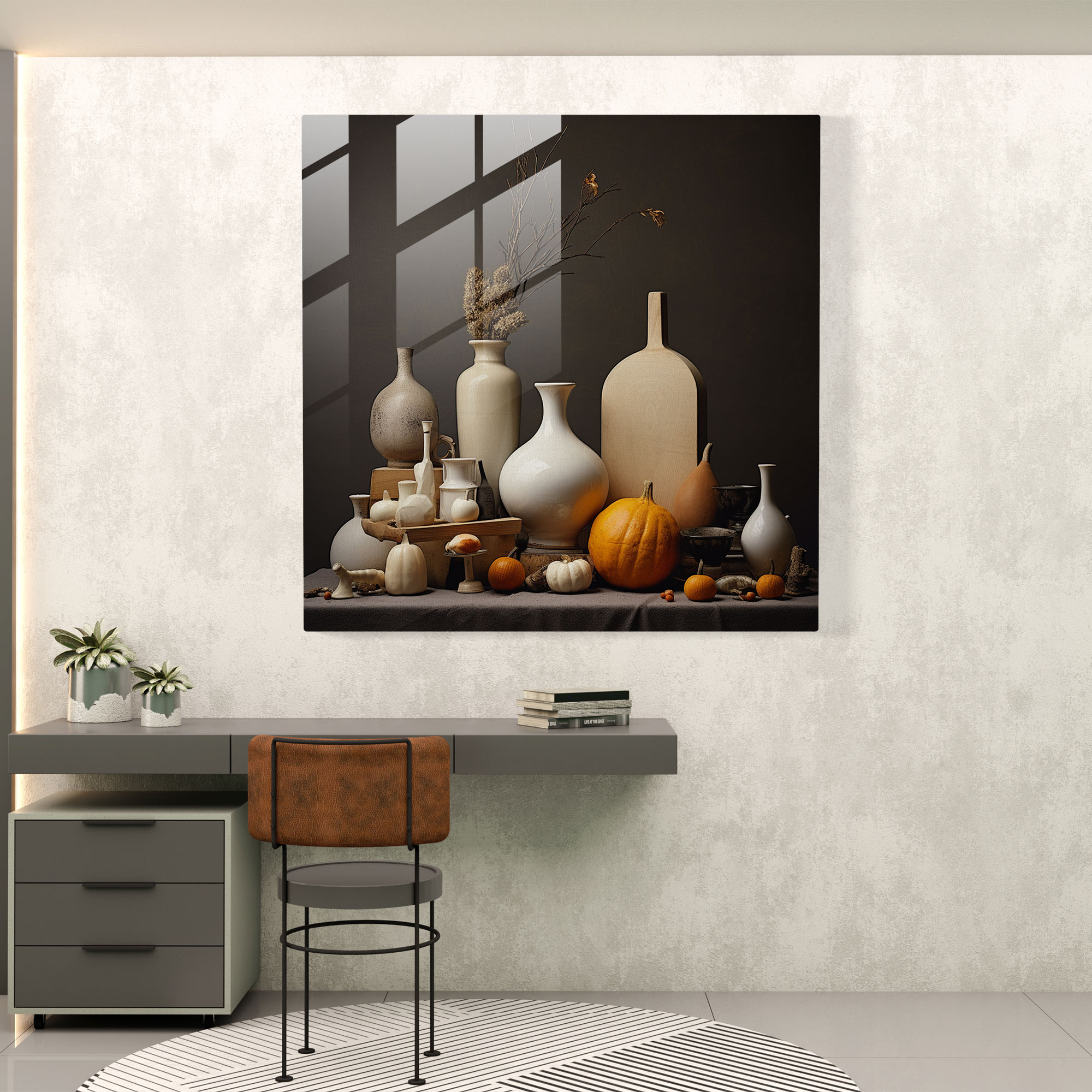 Neutral Glass Print - Precise Stillness - Neutral, Wall Decoration, Home Decoration, Glass Wall Art