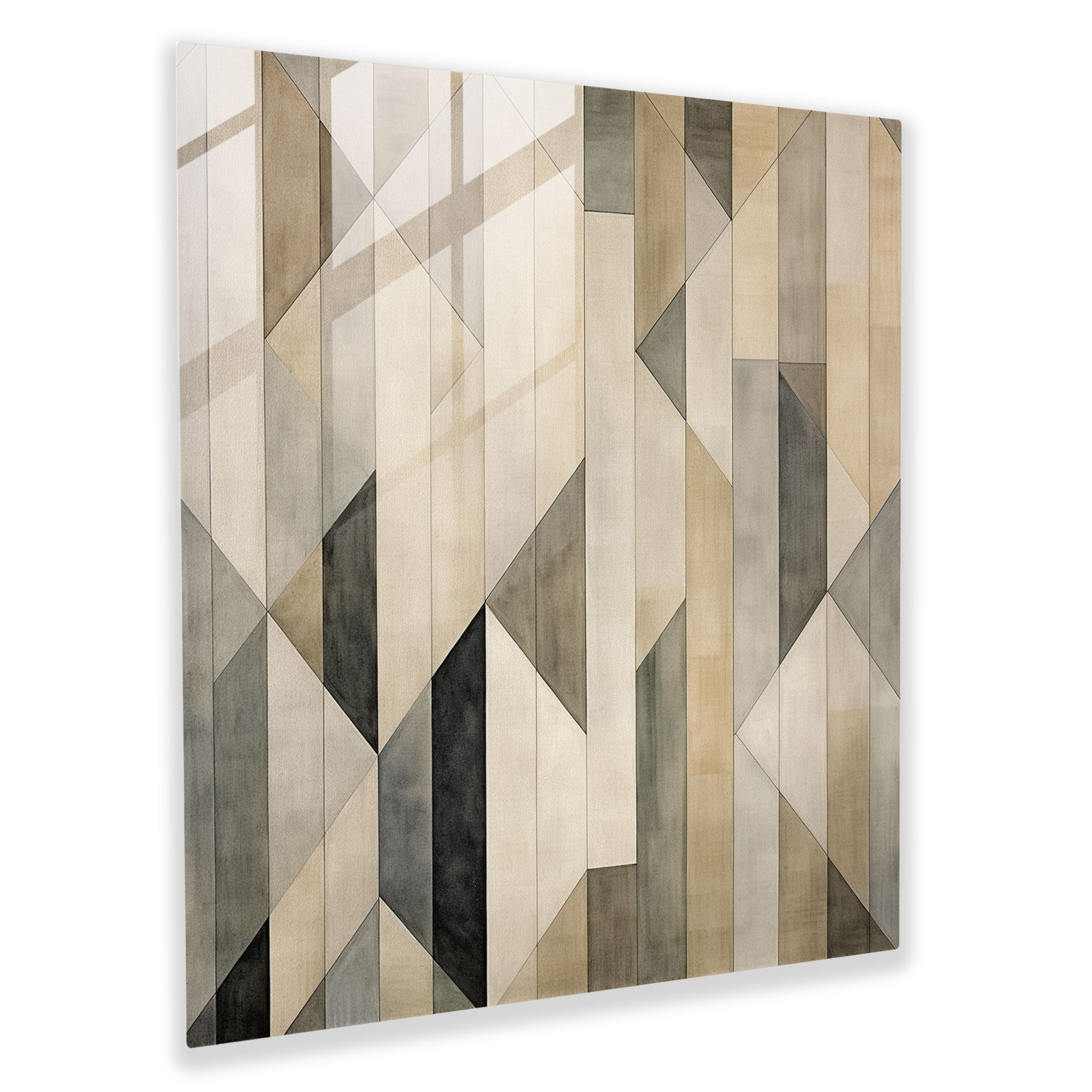 Neutral Glass Print - Geometric Balance - Neutral, Home Decoration, Modern Art, Geometric Design