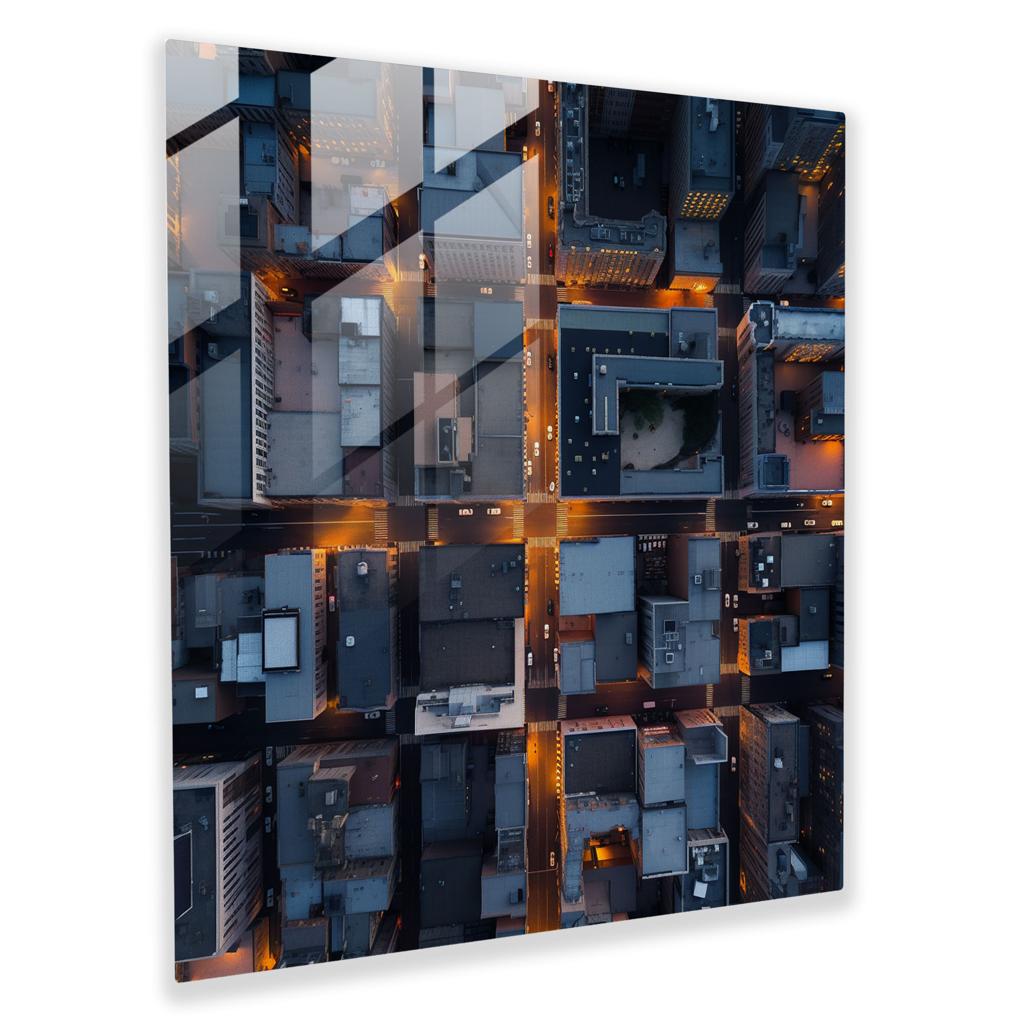 Neutral Glass Print - Dusk Cityscape - Neutral, Minimalist Cityscape, Glass Art, Modern Art