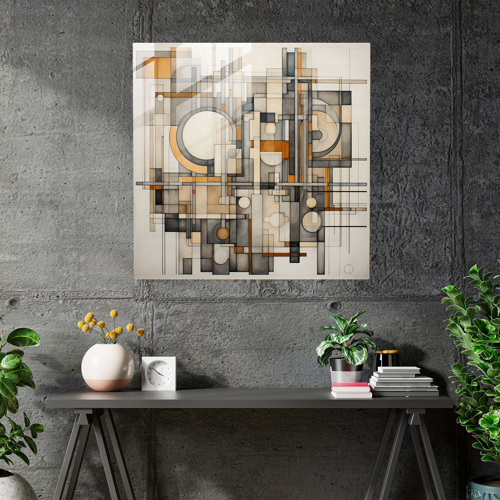 Neutral Geometric Glass Print - Neutral, Shapes, Wall Decoration, Home Decoration
