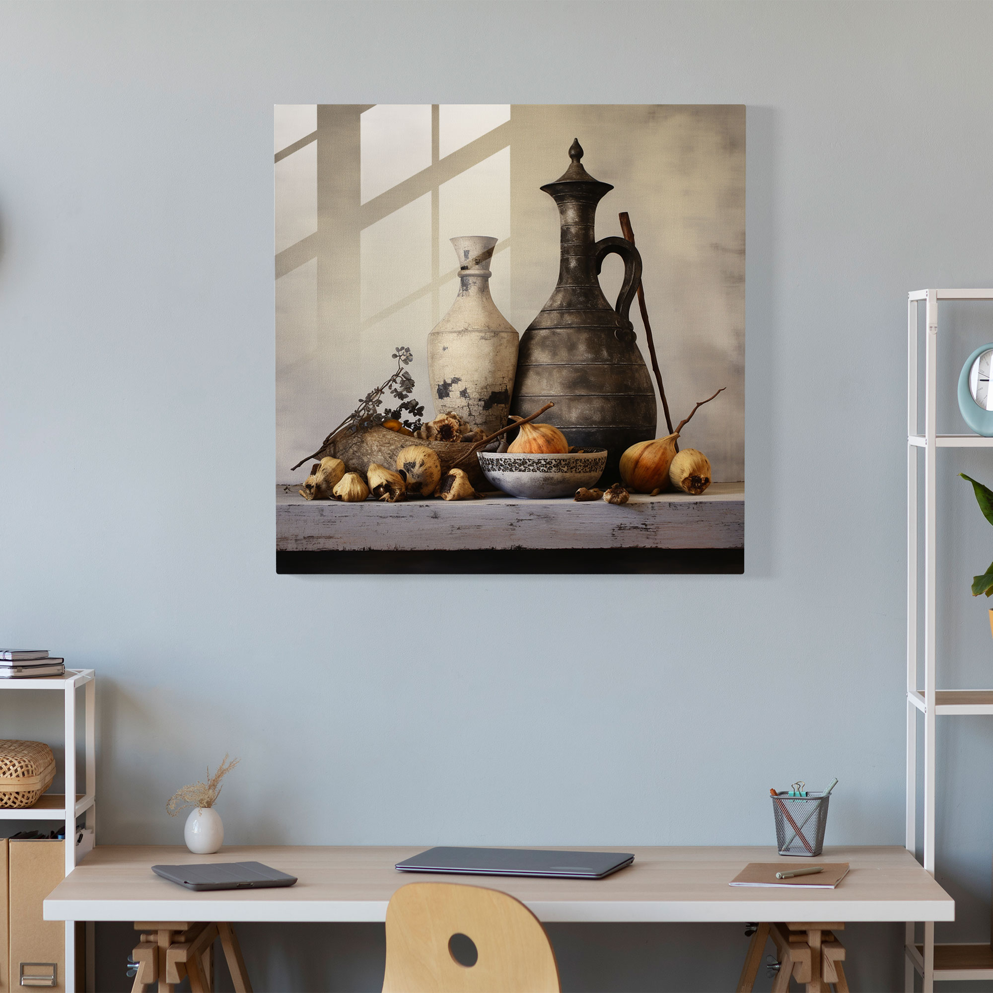 Neutral Still Life Glass Print - Neutral, Glass Print, Still Life Painting, Modern Art