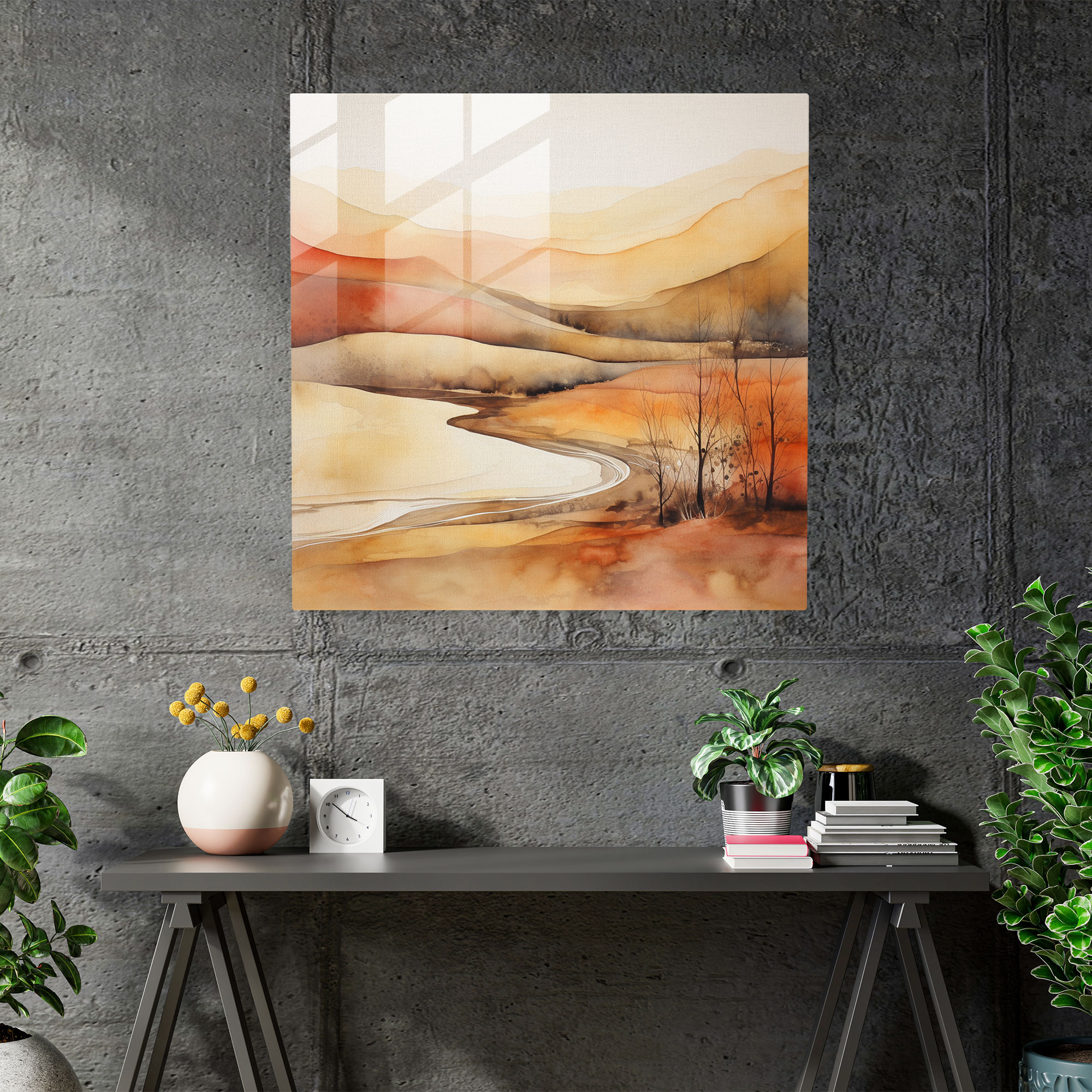 Neutral Balanced Landscape Glass Print - Neutral, Glass Print, Glass Wall Art, Modern Art