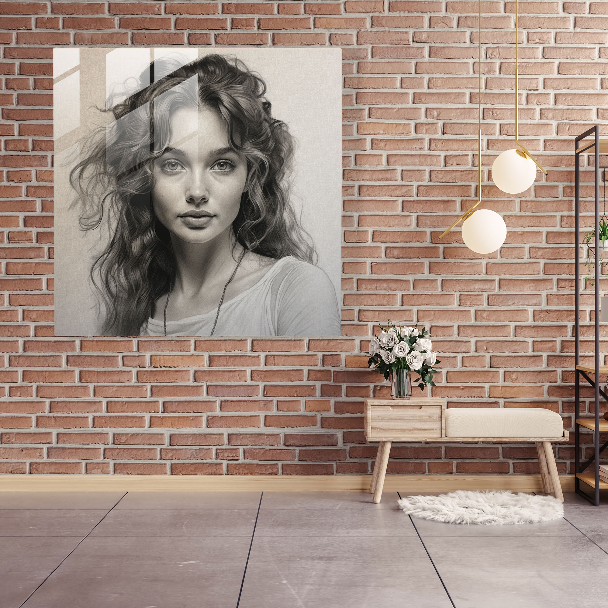Neutral Intricate Portrait Glass Print - Neutral, Neutral, Glass Print, Glass Art