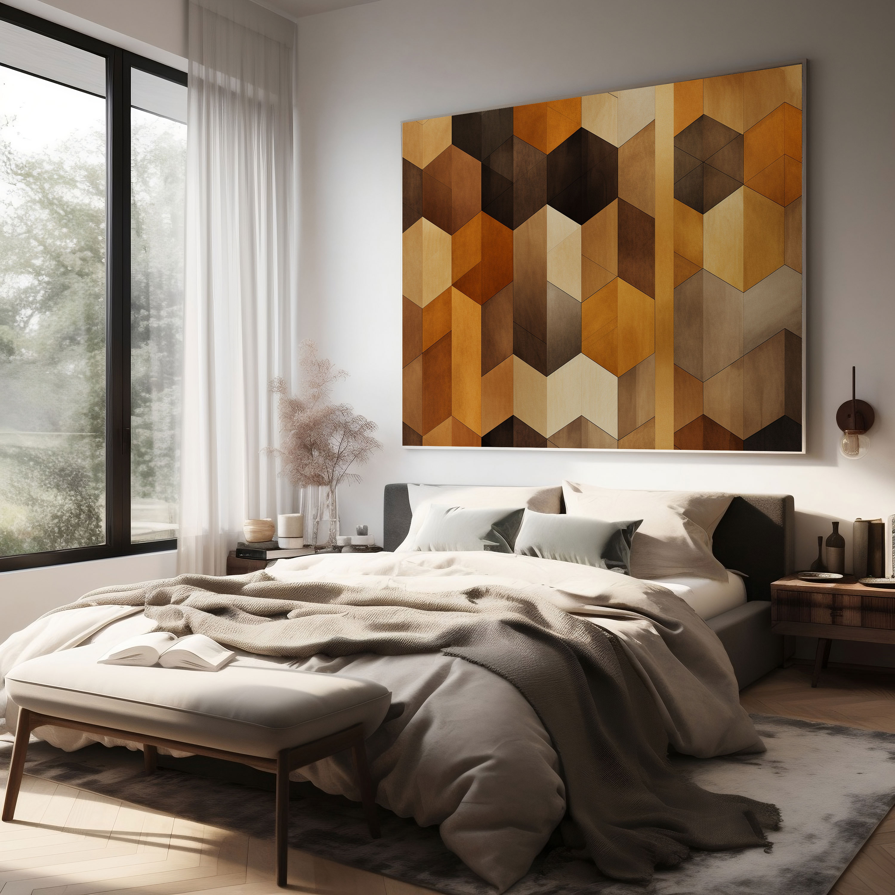 Neutral Canvas Print - Geometric Earthy Tones Wall Art - Neutral, Geometric Pattern, Home Decoration, Wall Art