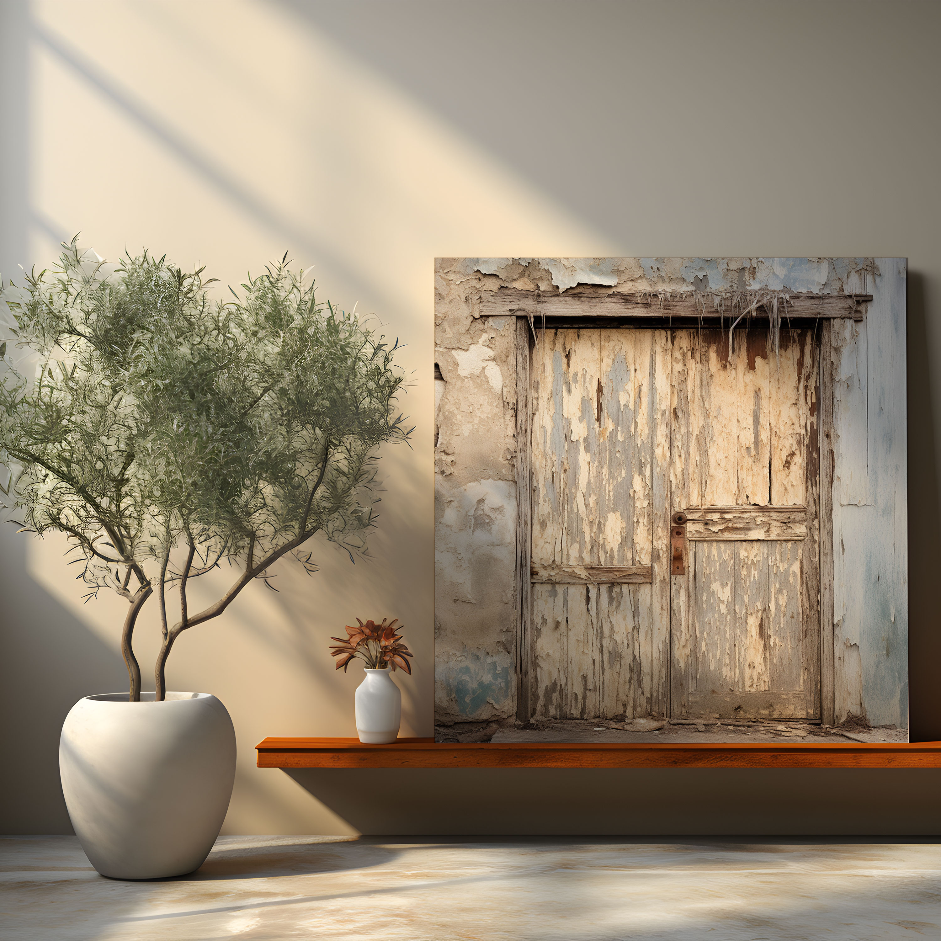 Neutral Canvas Print - Rustic Wooden Door Wall Art - Neutral, Canvas, Rustic-Inspired Photograph, Vintage Charm