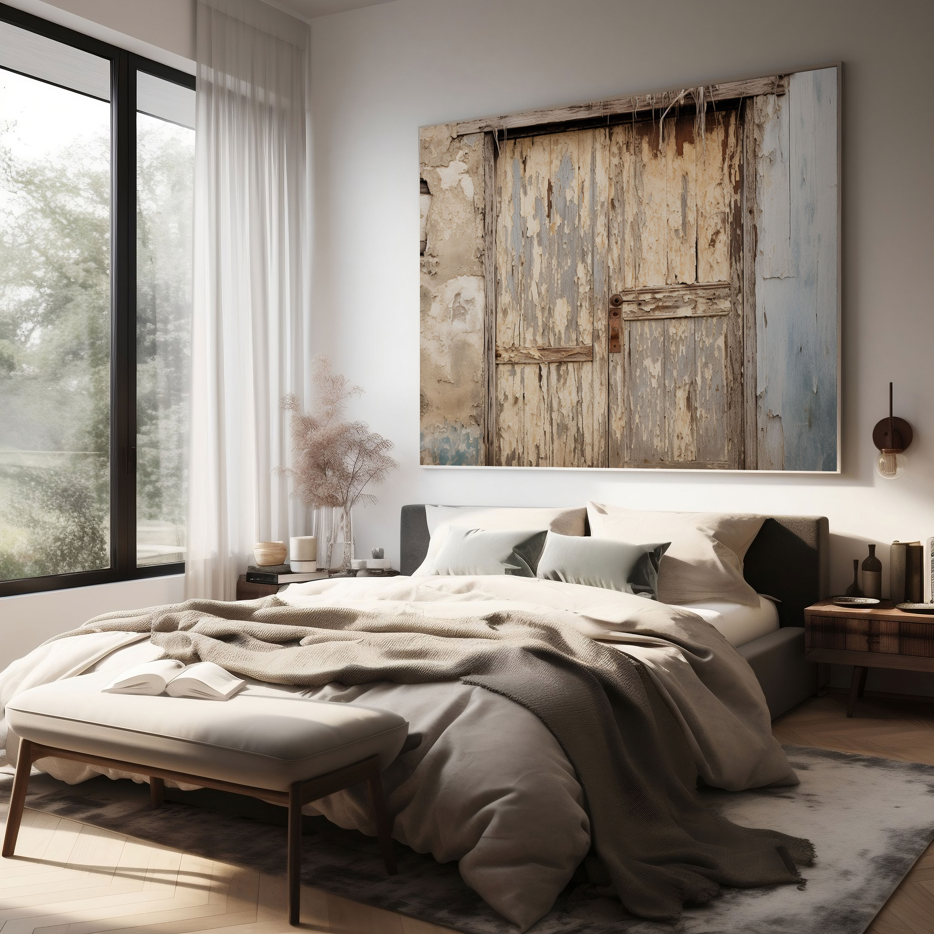 Neutral Canvas Print - Rustic Wooden Door Wall Art - Neutral, Canvas, Rustic-Inspired Photograph, Vintage Charm