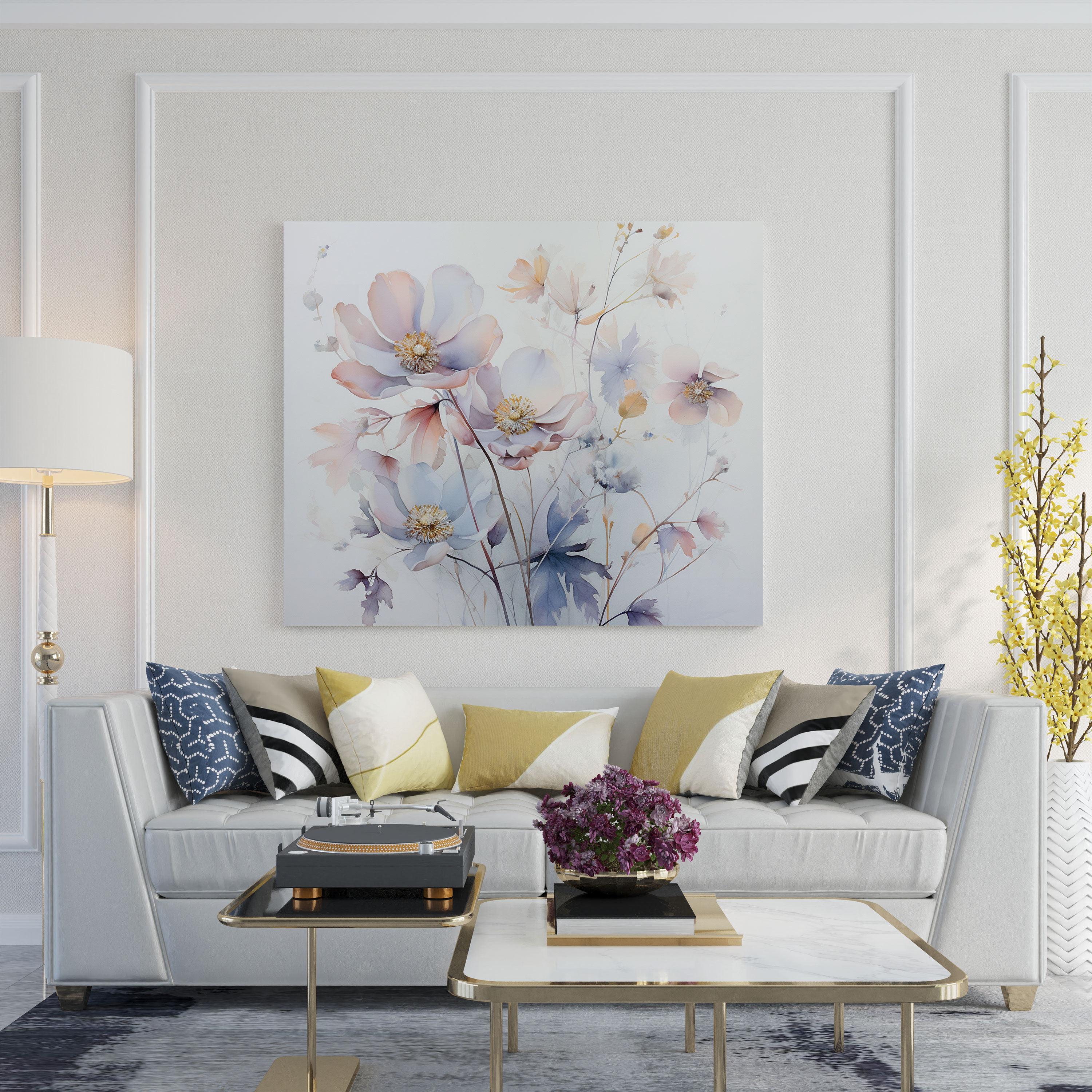 Neutral Wall Art - Watercolor Flowers Canvas Print - Neutral, Tranquility, Canvas Print, Canvas
