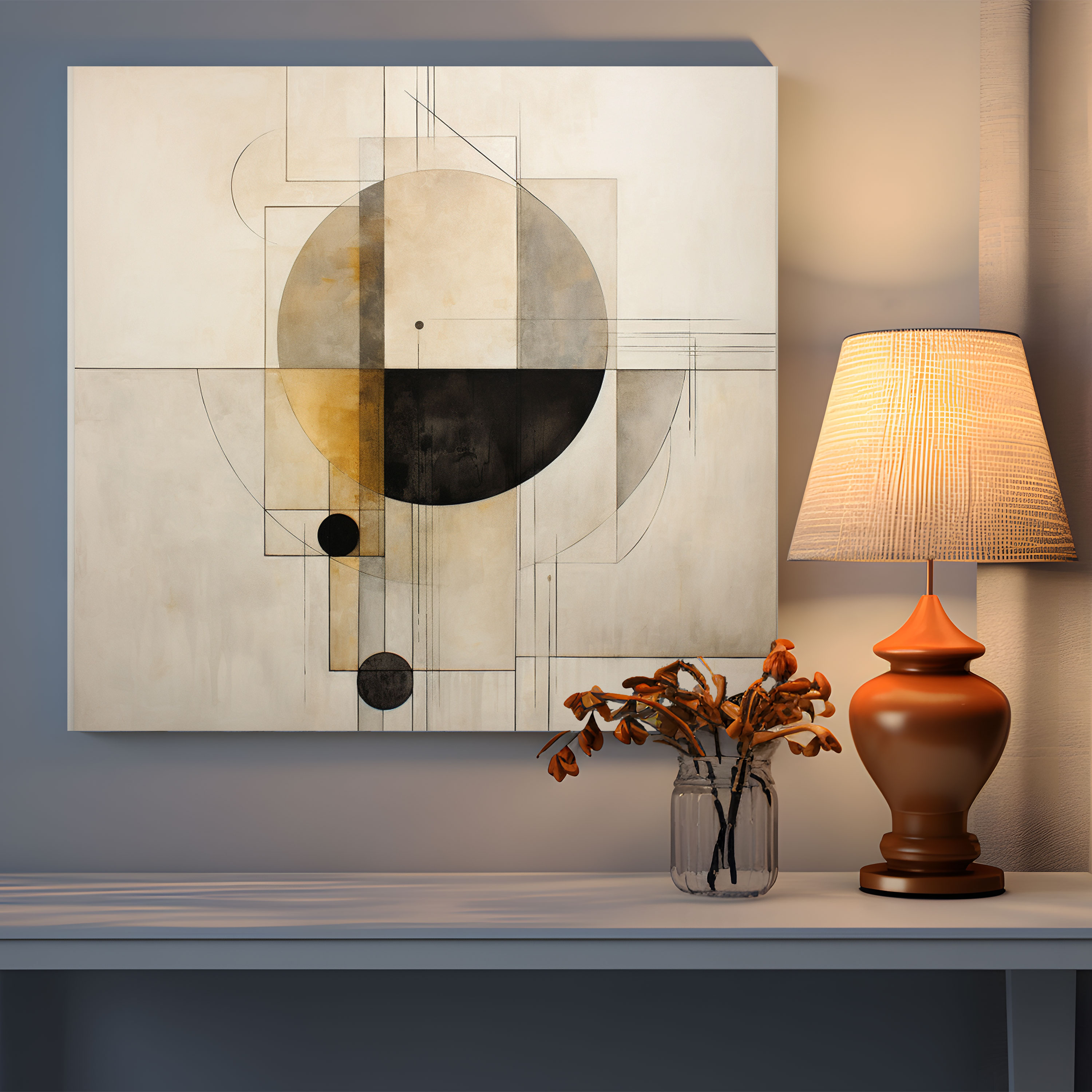 Neutral Canvas Print - Contemporary Geometric Wall Art - Neutral, Canvas, Canvas Wall Art, Contemporary Artwork