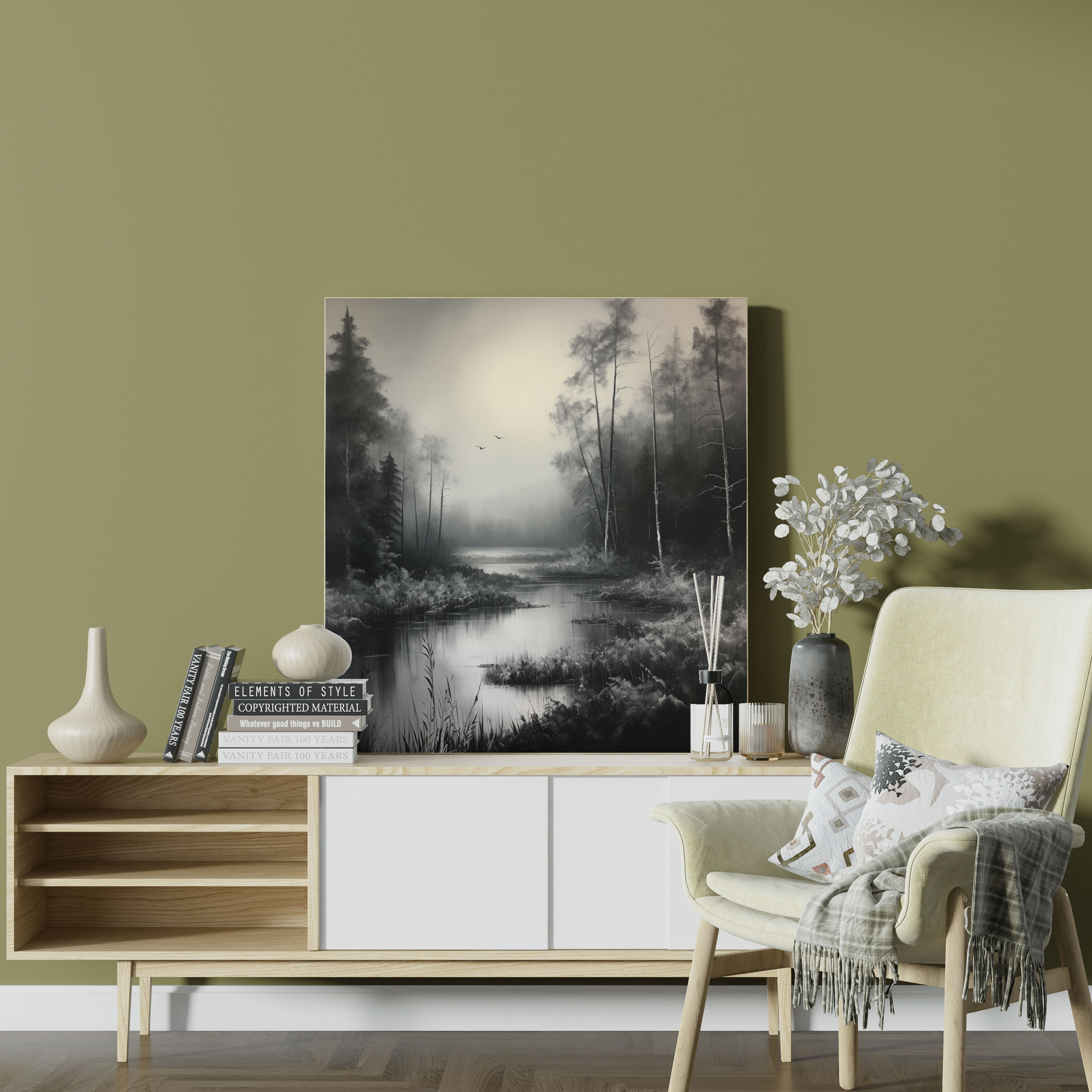 Neutral Monochromatic Landscape Wall Art - Neutral, Wall Decoration, Neutral, Calmness