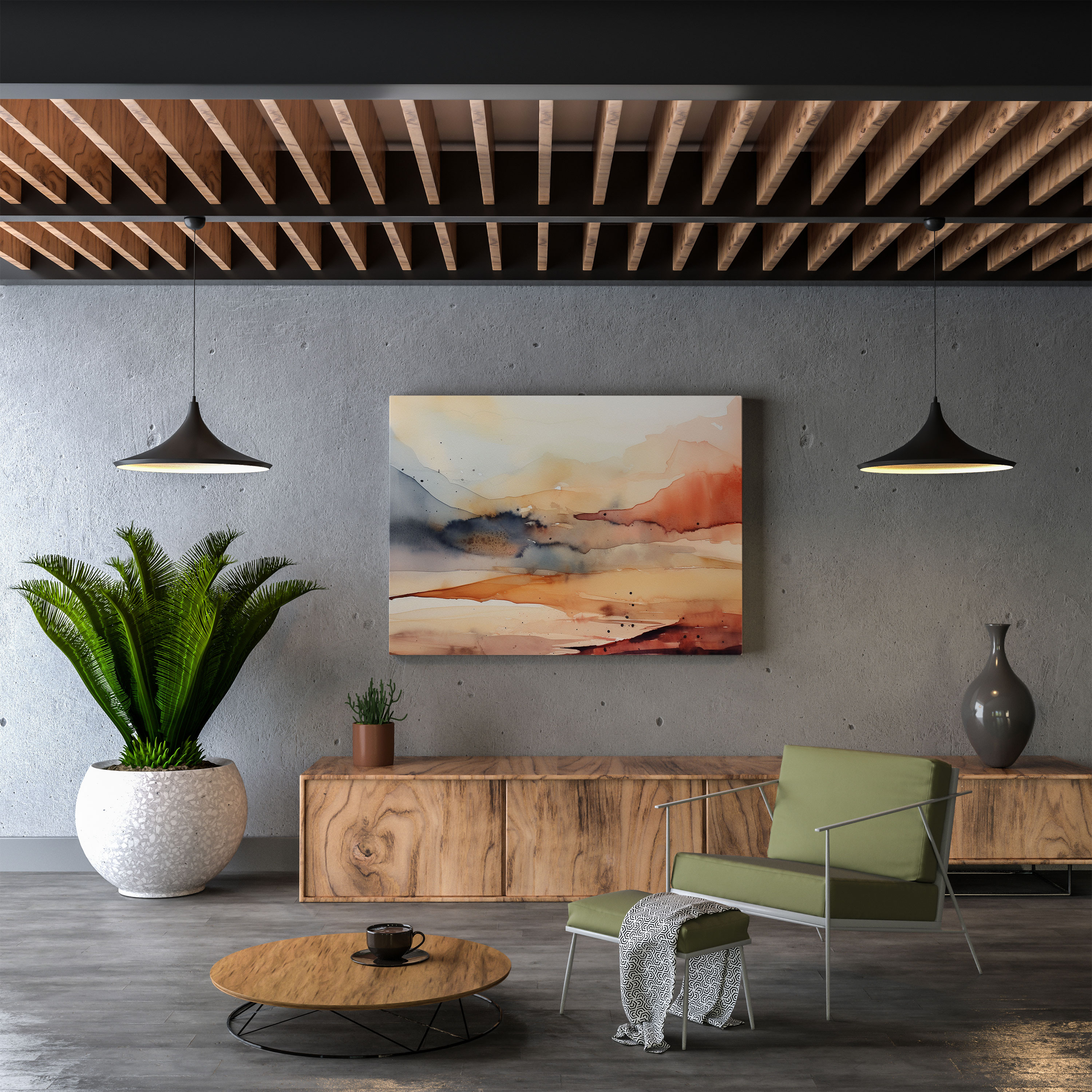 Neutral Abstract Canvas Print - Neutral, Watercolor Painting, Tranquility, Abstract