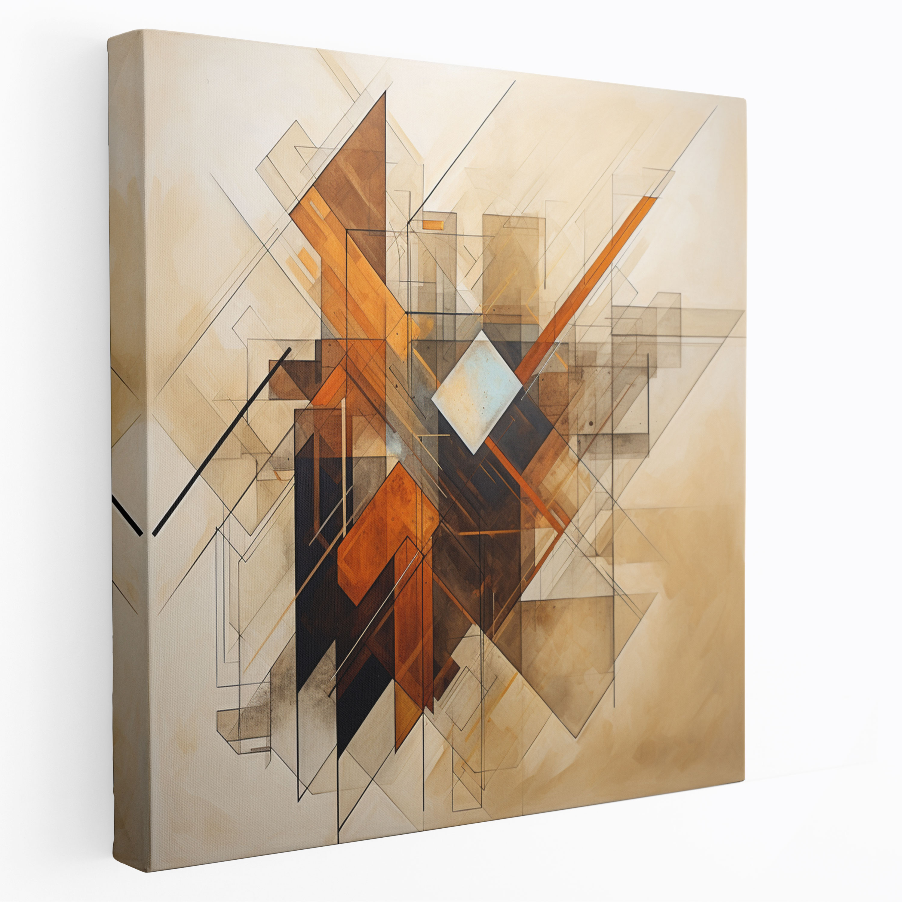 Neutral Geometric Canvas Print - Neutral, Abstract Painting, Canvas, Home Decoration