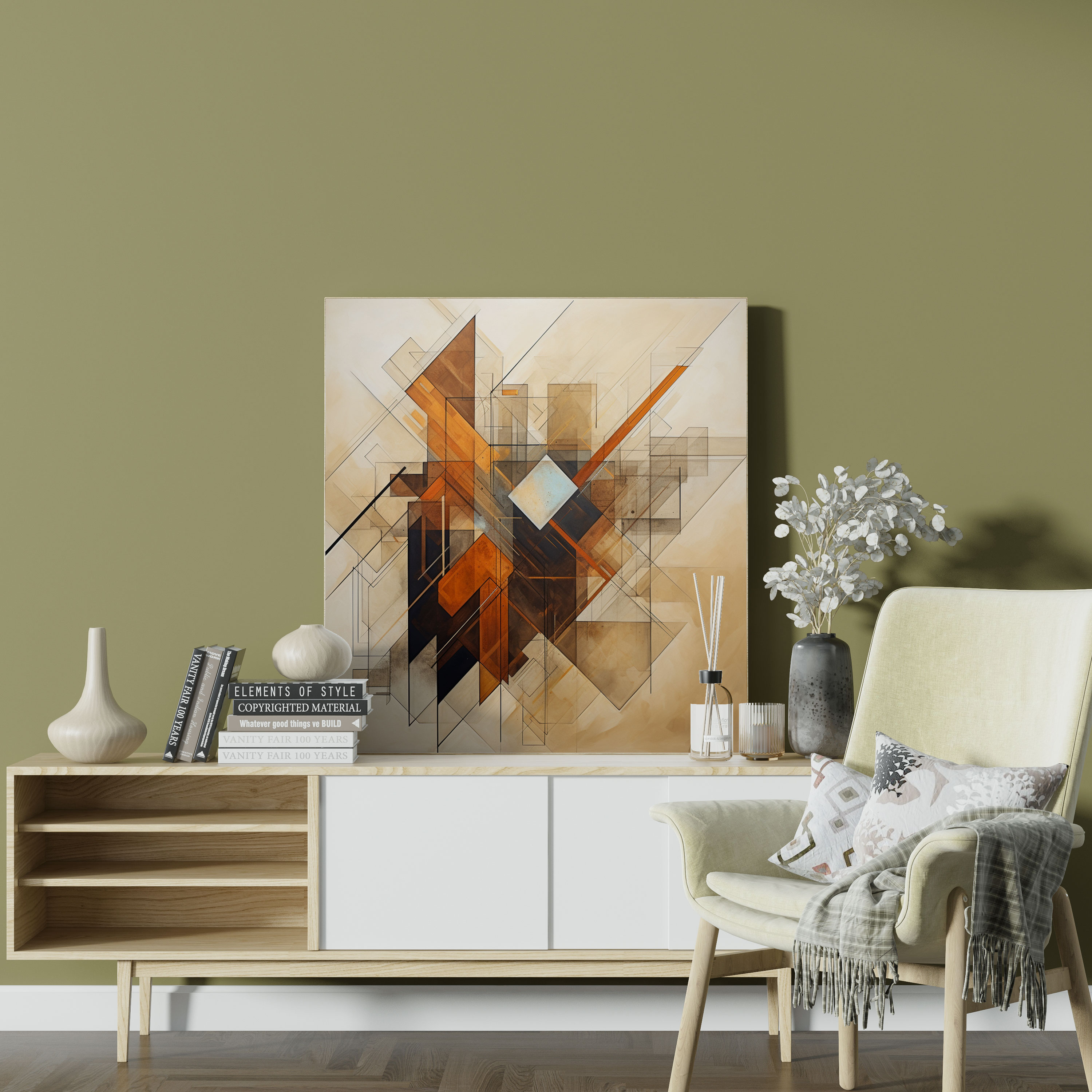 Neutral Geometric Canvas Print - Neutral, Abstract Painting, Canvas, Home Decoration