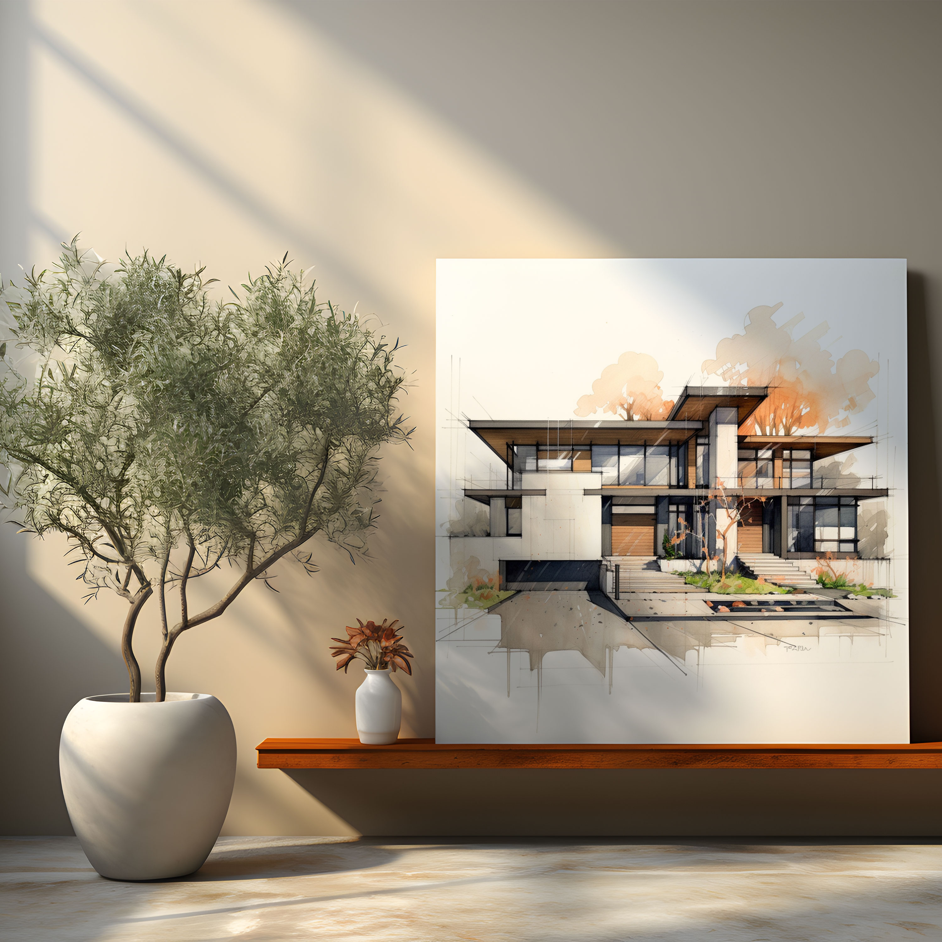 Neutral Architectural Canvas Print - Neutral, Canvas Print, Clean Lines, Home Decoration