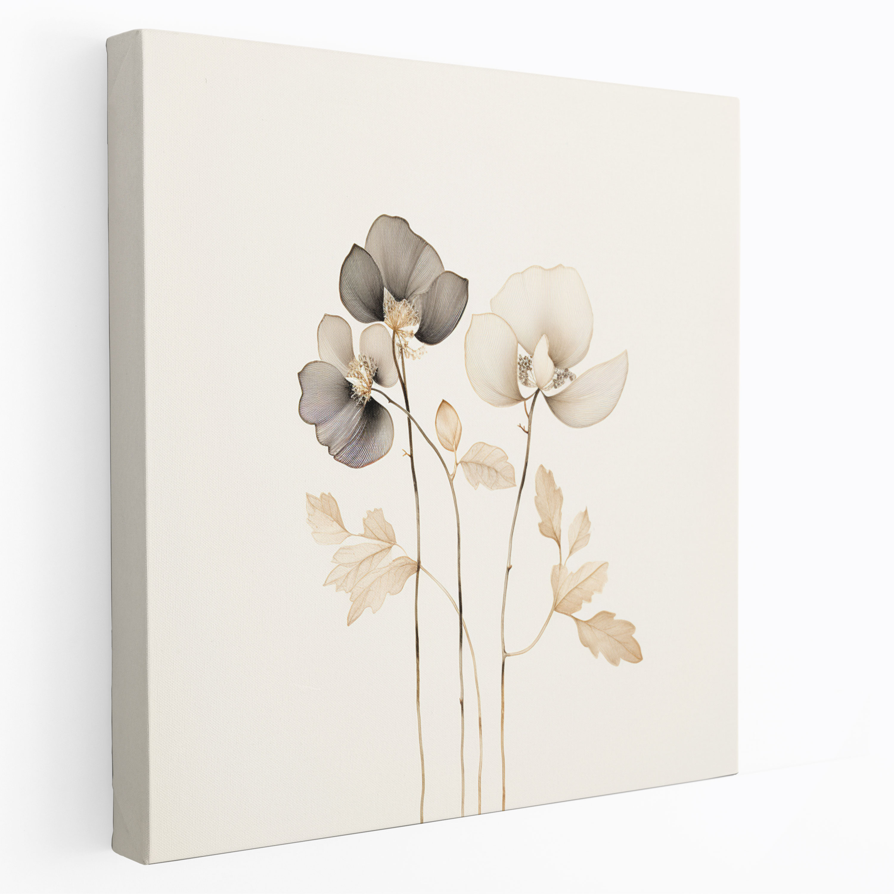 Neutral Botanical Canvas Print - Neutral, Wall Art, Delicate Flora, Minimalist