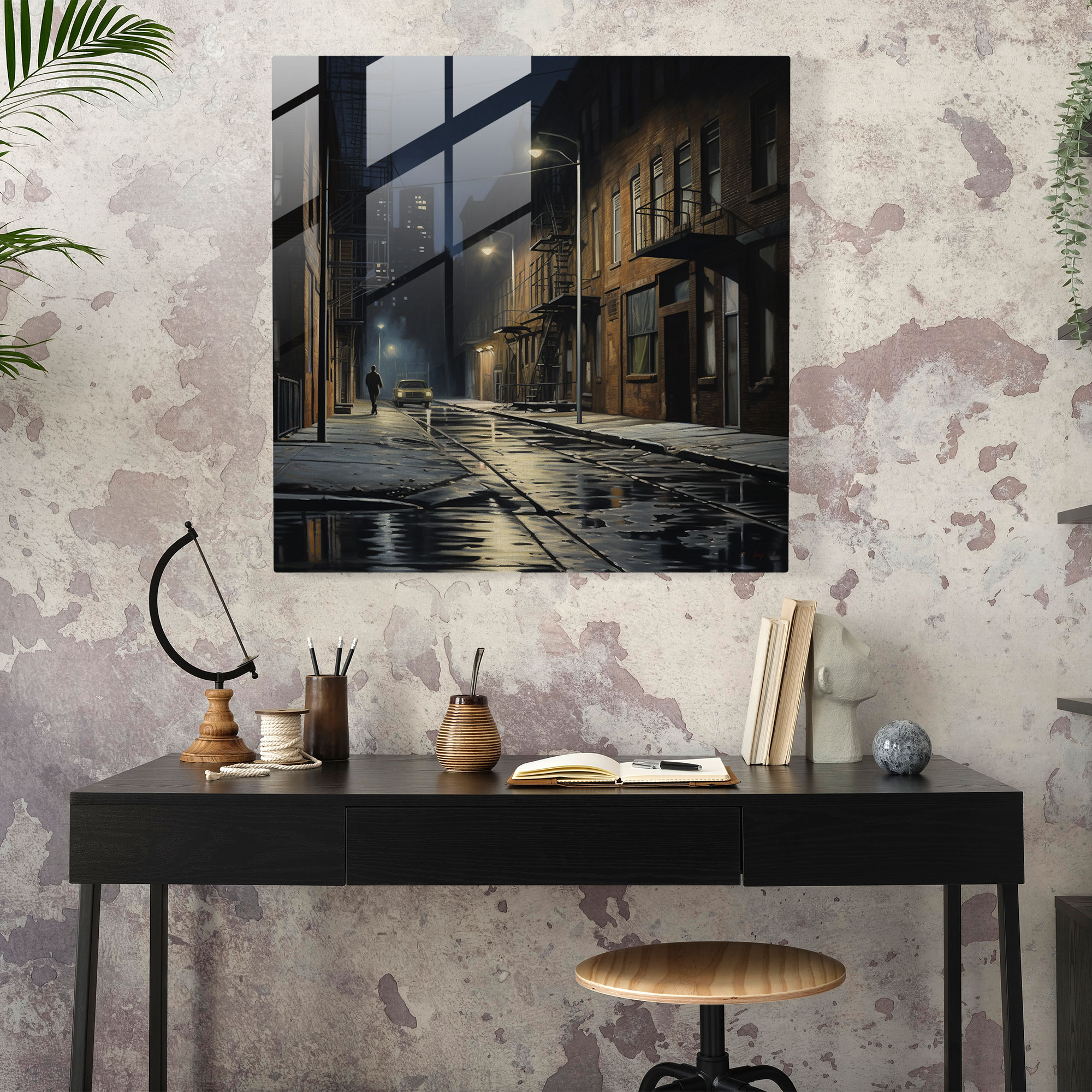 Nighthawks Cam Tablo - Huzur Cam Sanat Cam Tablo