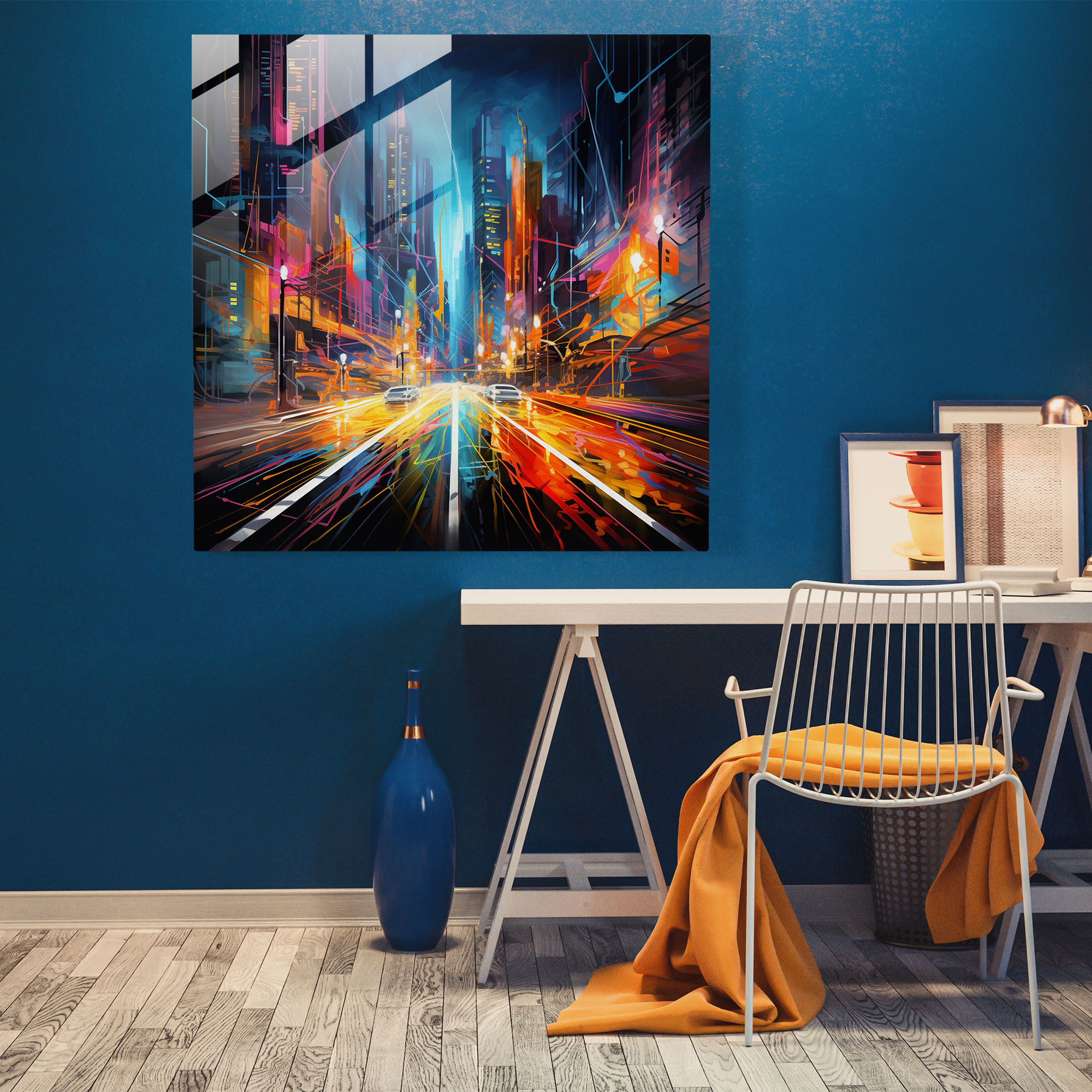 Nighthawks Neon Cam Tablo - Duvar Dekorasyonu Dinamik Enerji Neon Işık Resimleme