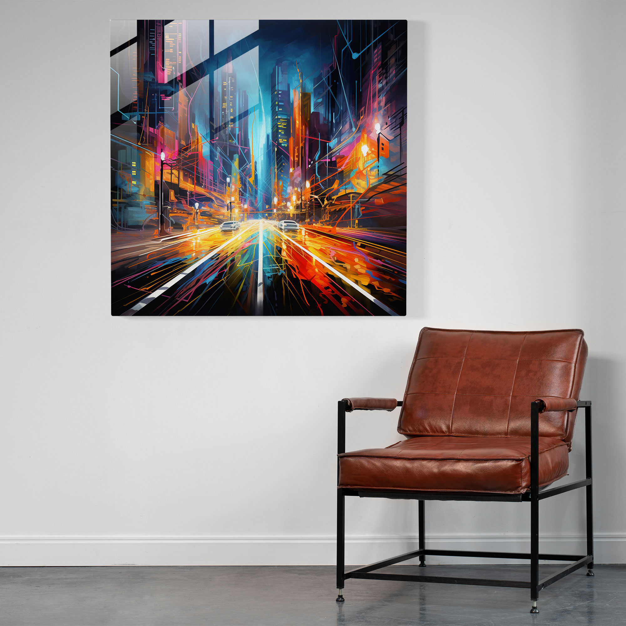 Nighthawks Neon Cam Tablo - Duvar Dekorasyonu Dinamik Enerji Neon Işık Resimleme
