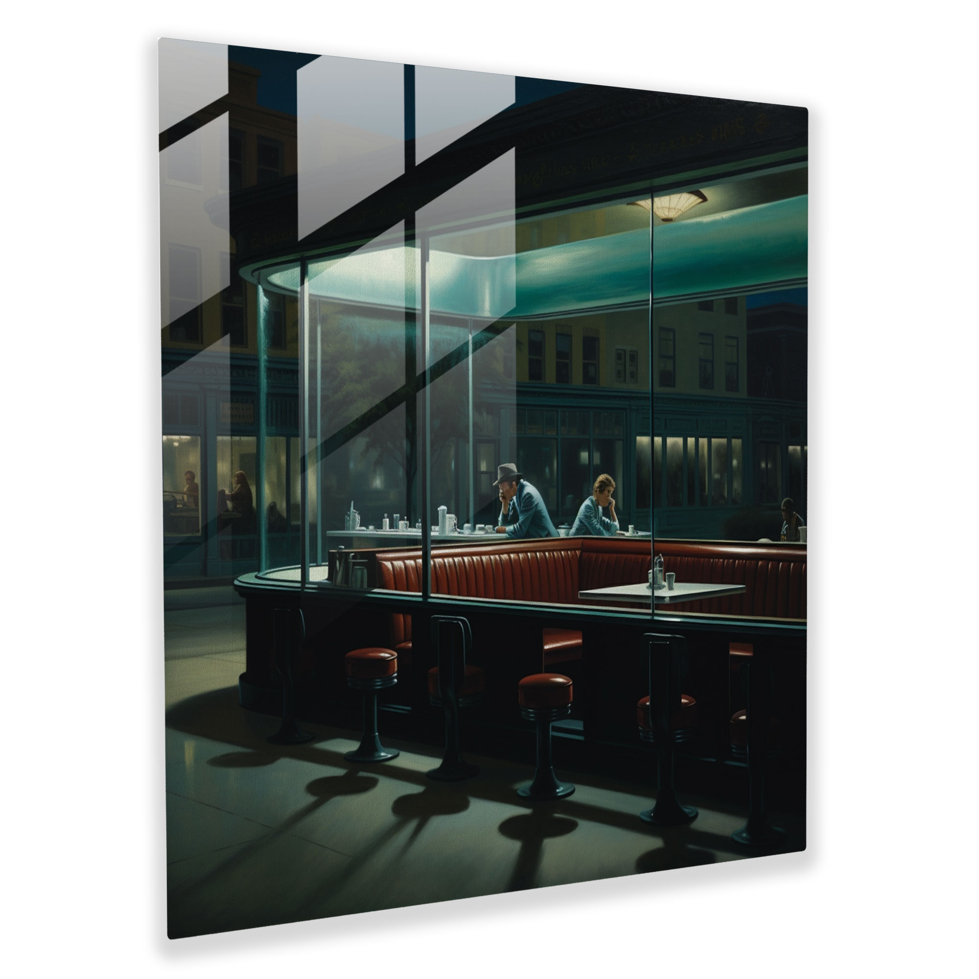 Nighthawks Modern Art - Nighthawks, Glass Art, Glass Wall Art, Modern Art