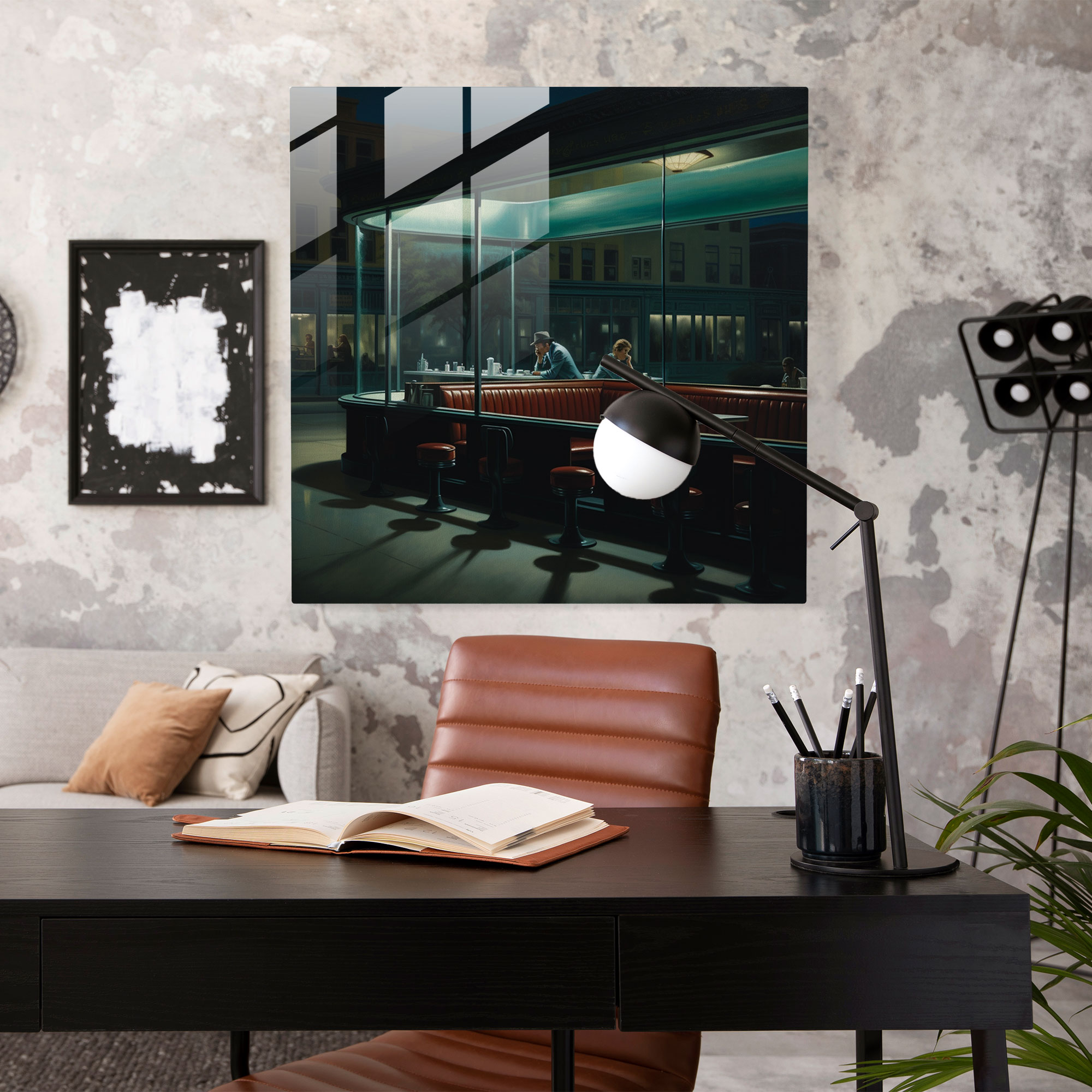 Nighthawks Modern Art - Nighthawks, Glass Art, Glass Wall Art, Modern Art