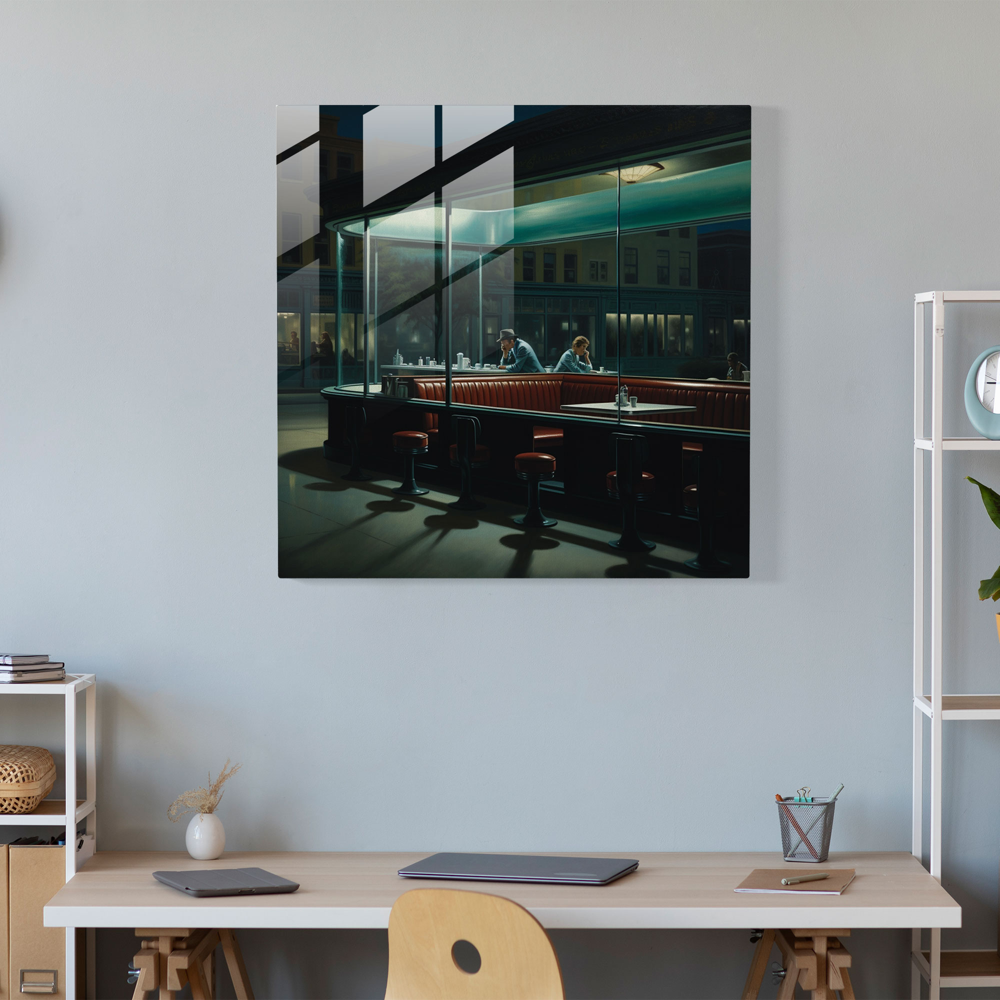 Nighthawks Modern Art - Nighthawks, Glass Art, Glass Wall Art, Modern Art