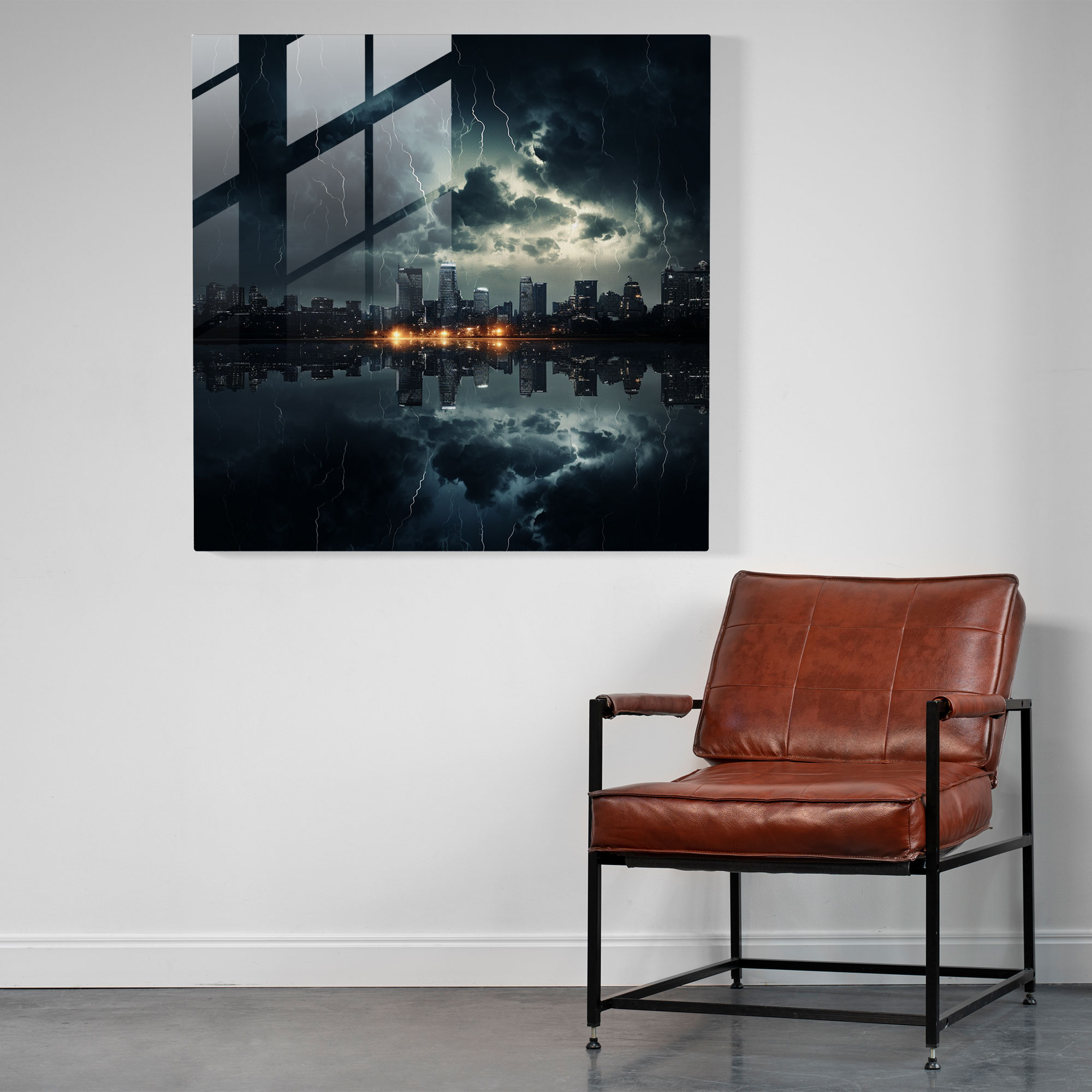 Nighthawks Duvar Dekorasyonu - Cam Tablo Modern Sanat Güç