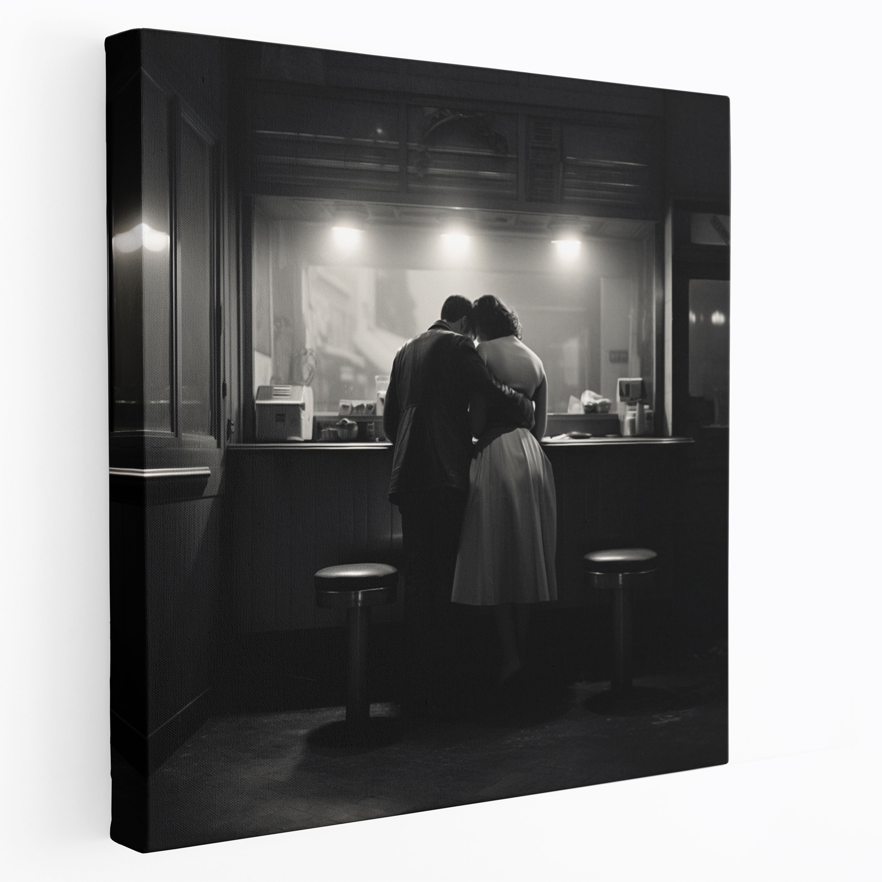 Nighthawks Canvas Print - Nighthawks, Canvas Wall Art, Home Decoration, Black And White Photograph