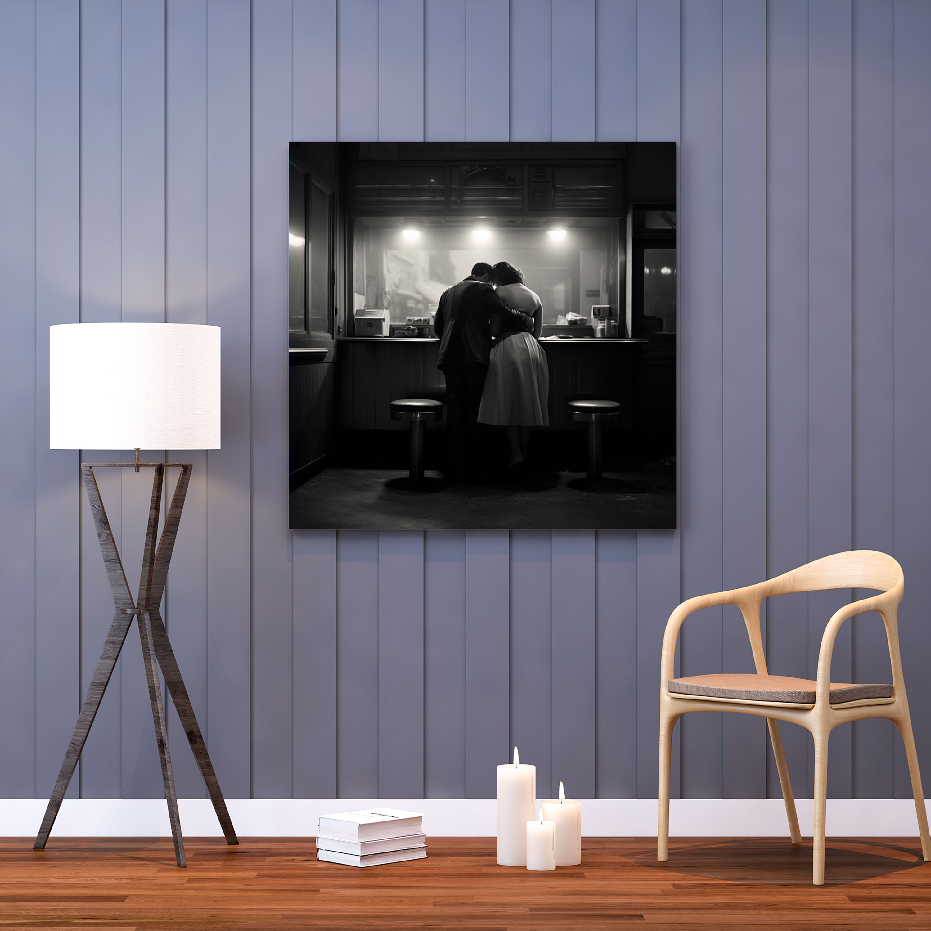 Nighthawks Canvas Print - Nighthawks, Canvas Wall Art, Home Decoration, Black And White Photograph