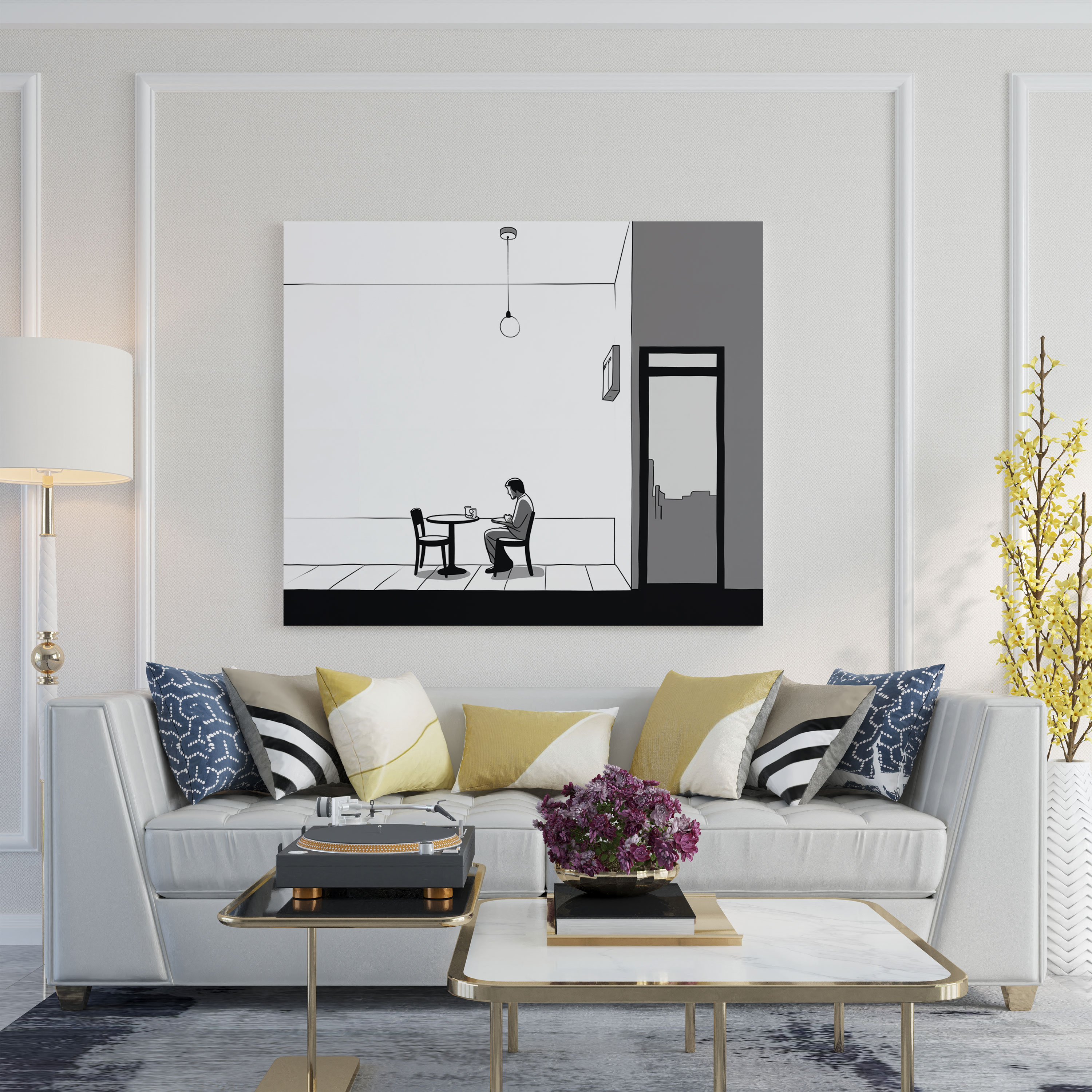 Nighthawks Wall Decoration - Nighthawks, Canvas, Wall Art, Solitary Figure