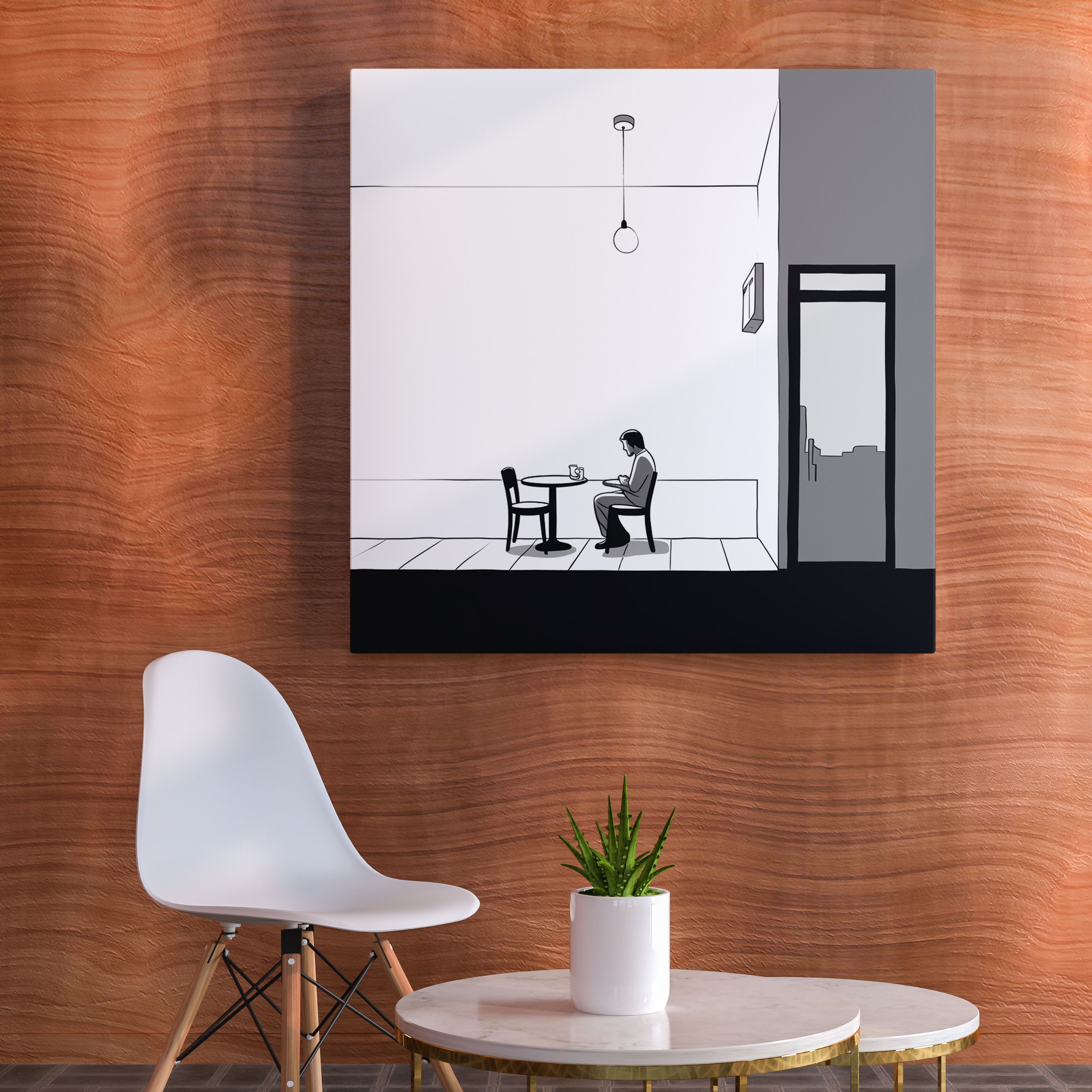 Nighthawks Wall Decoration - Nighthawks, Canvas, Wall Art, Solitary Figure