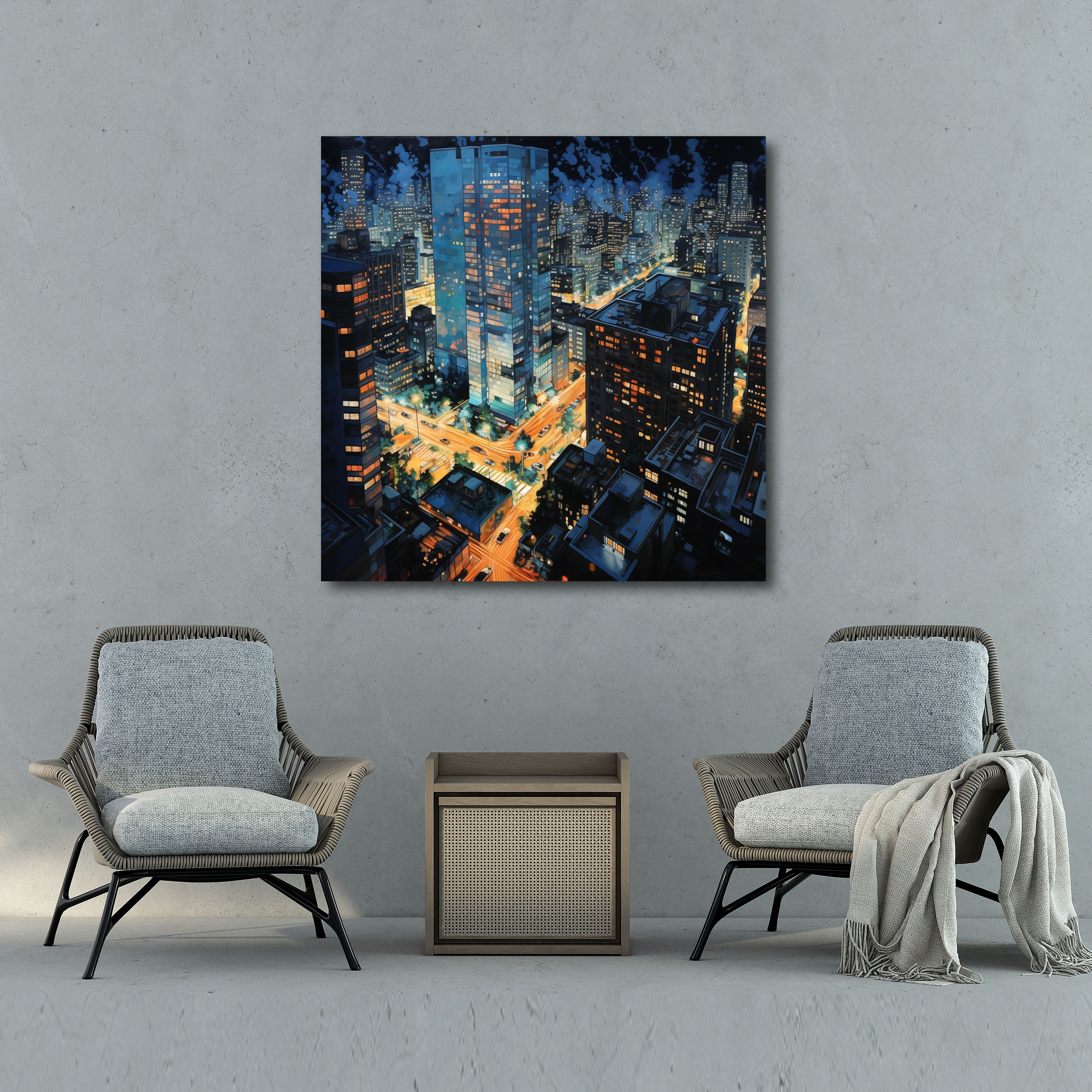 Nighthawks Wall Decoration - Nighthawks, City, Bustling Streets, Glowing Windows