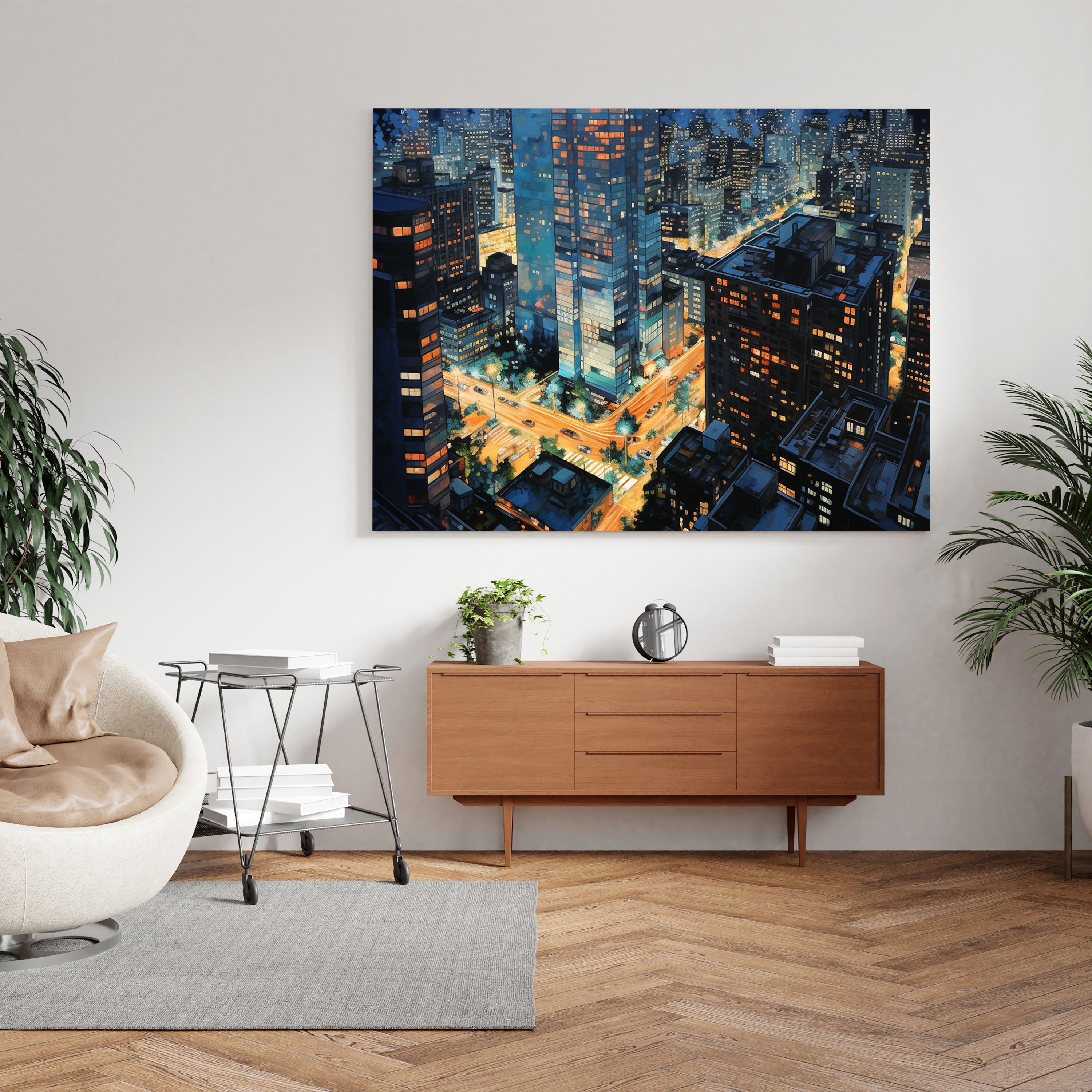 Nighthawks Wall Decoration - Nighthawks, City, Bustling Streets, Glowing Windows