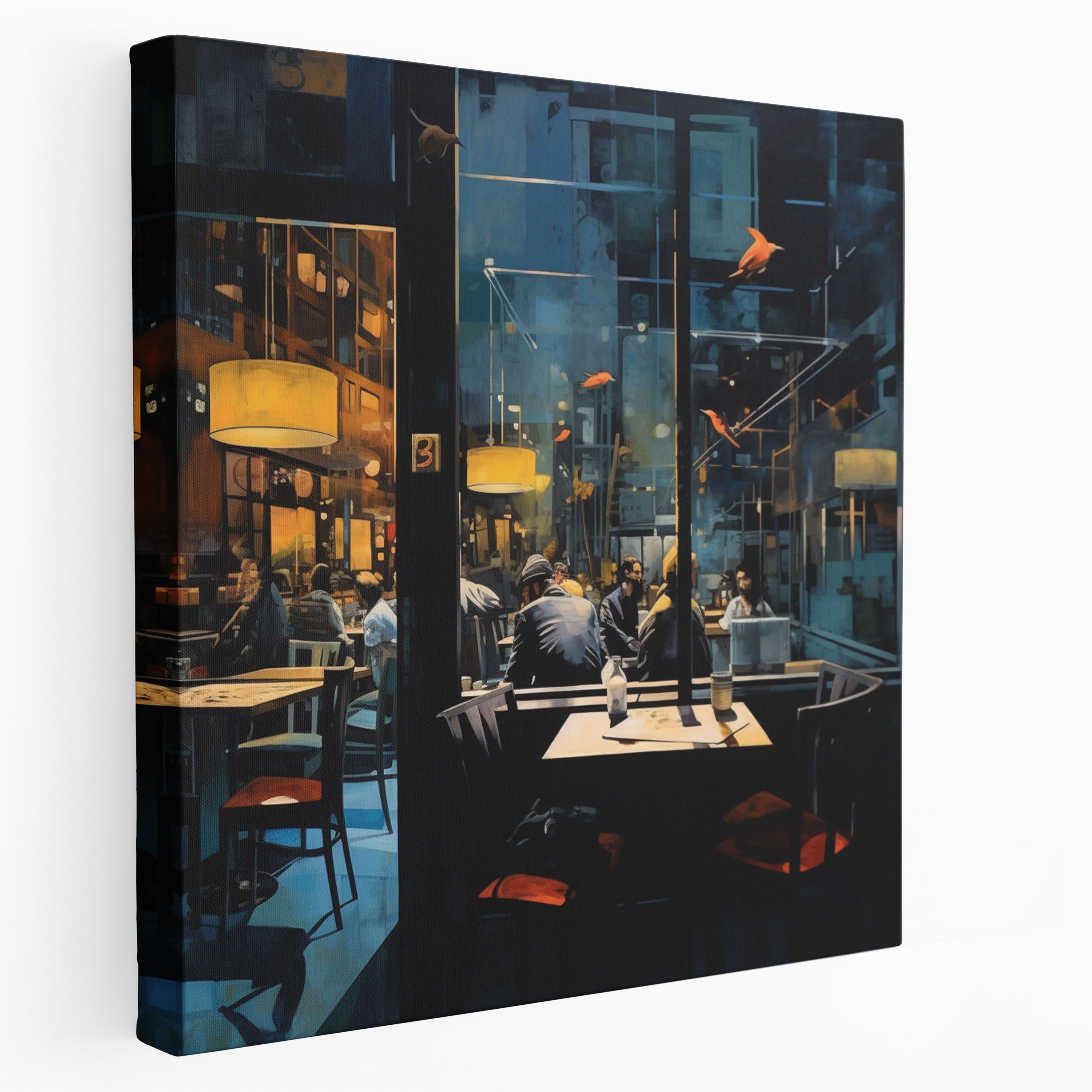 Nighthawks Wall Art - Nighthawks, Contemporary Mixed Media Artwork, Home Decoration, Wall Art
