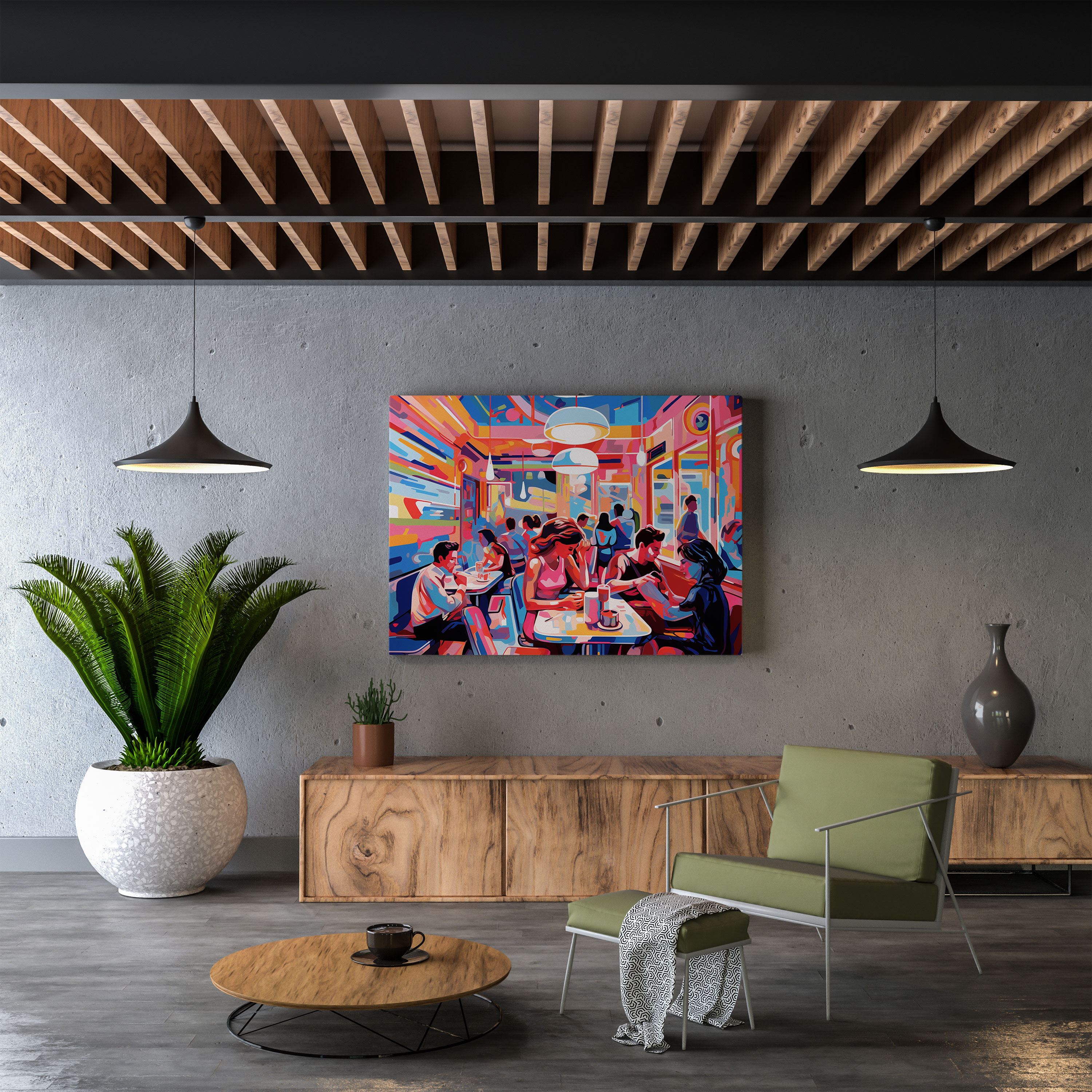 Nighthawks Pop Art Canvas Print - Nighthawks, Wall Decoration, Canvas, Nighthawks