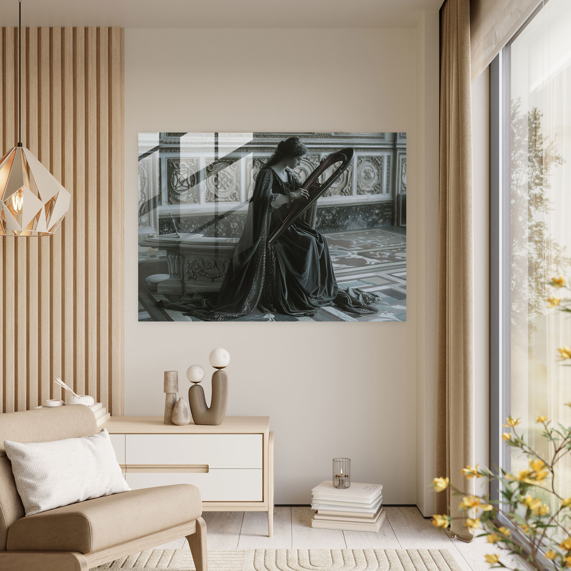 Neoklasik Cam Tablo Duvar Dekorasyonu İçin - Neoklasizm Modern Sanat Ev Dekorasyonu Cam Sanatı