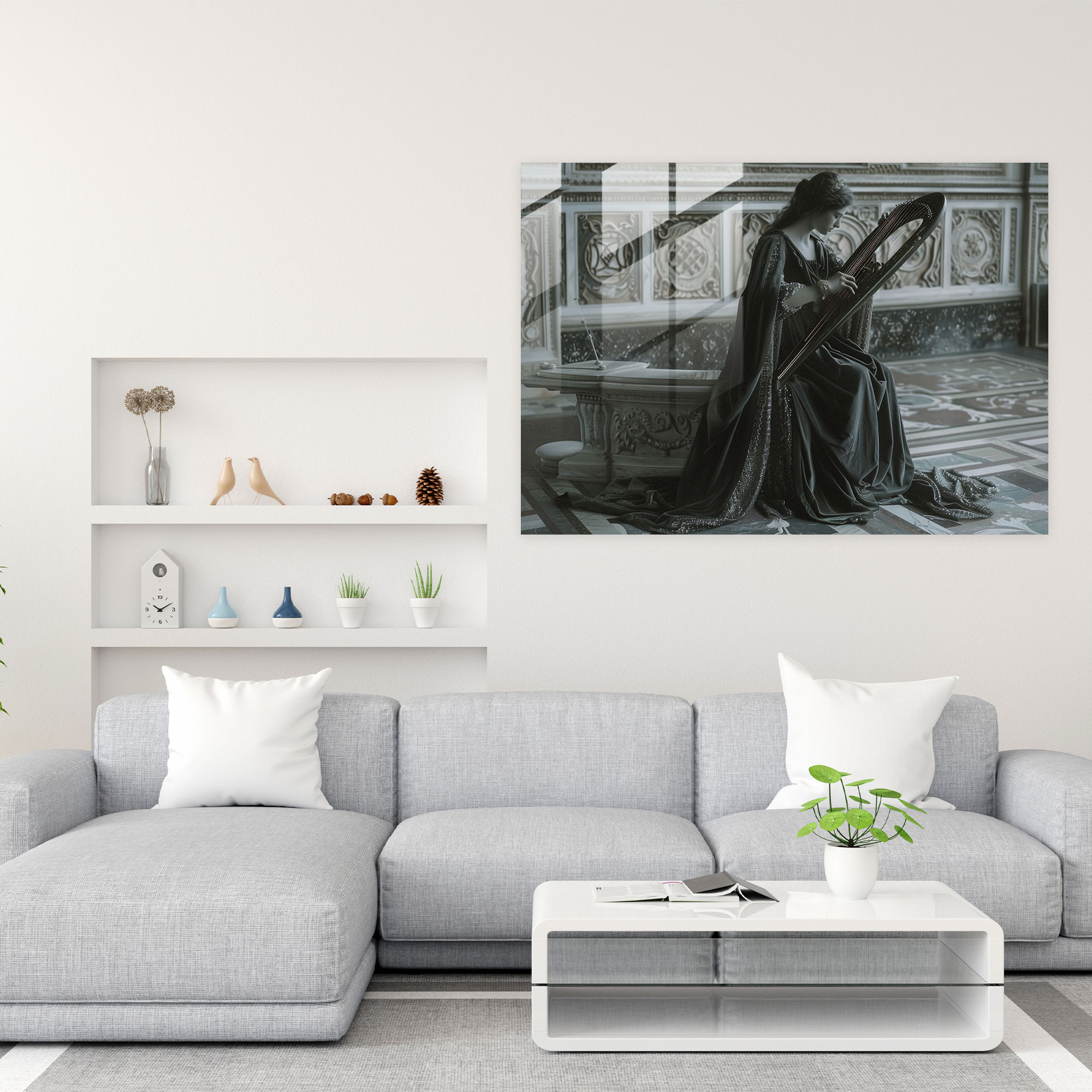 Neoklasik Cam Tablo Duvar Dekorasyonu İçin - Neoklasizm Modern Sanat Ev Dekorasyonu Cam Sanatı