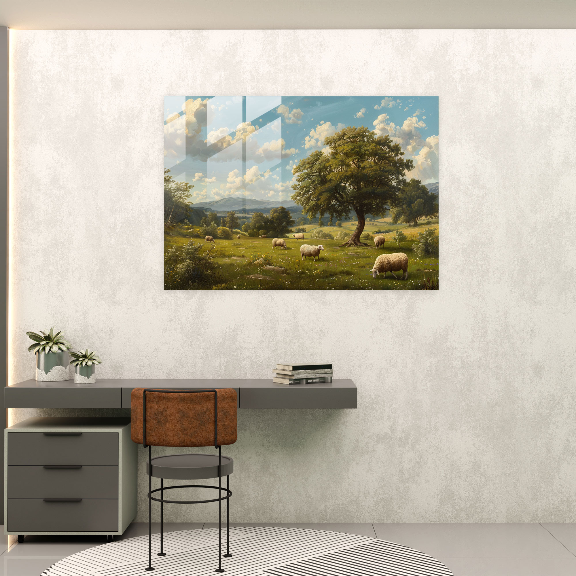 Neoklasik Modern Sanat Cam Tablo - Neoklasik Cam Sanatı Cam Duvar Sanatı