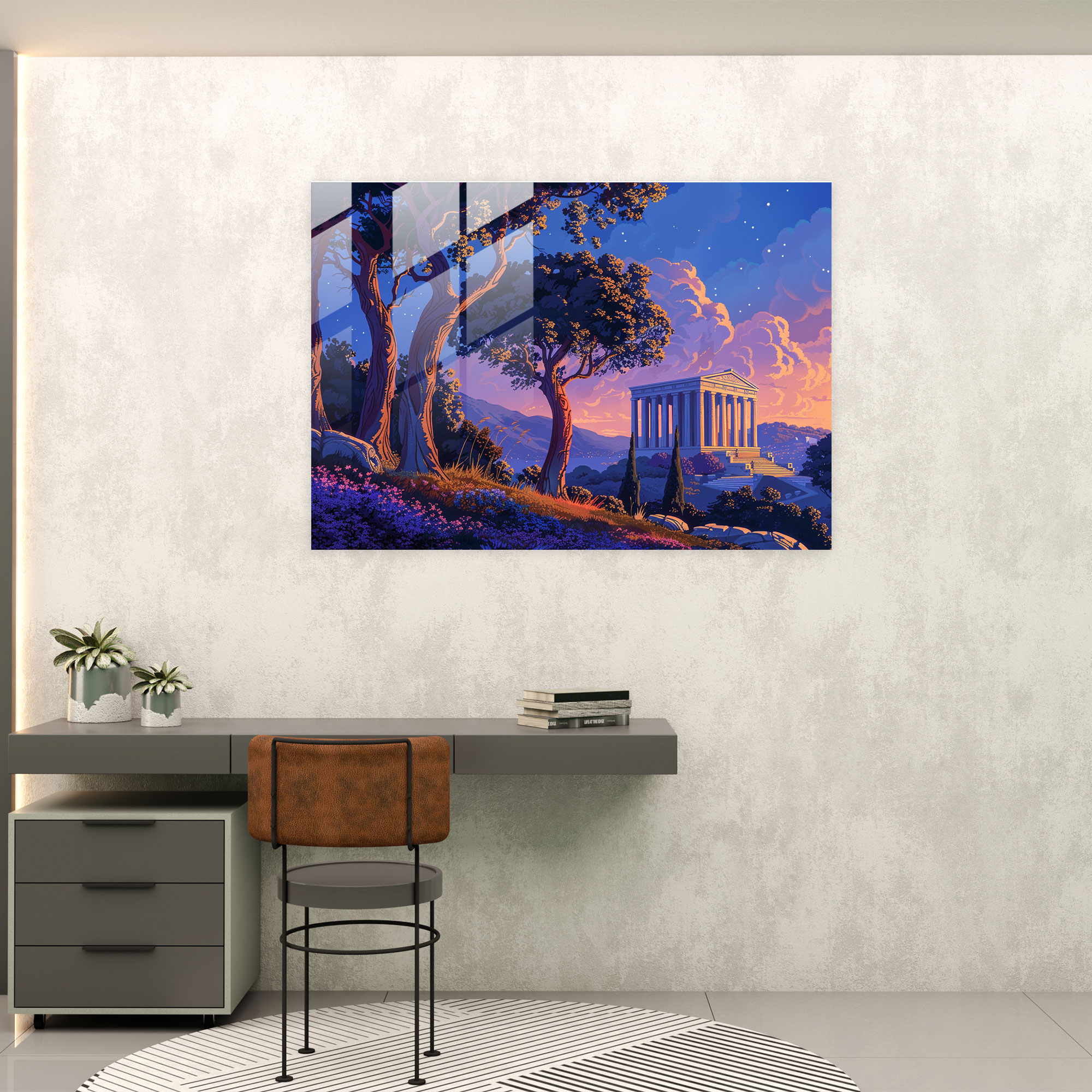 Neoklasik Cam Tablo - Ev Dekorasyonu Modern Sanat