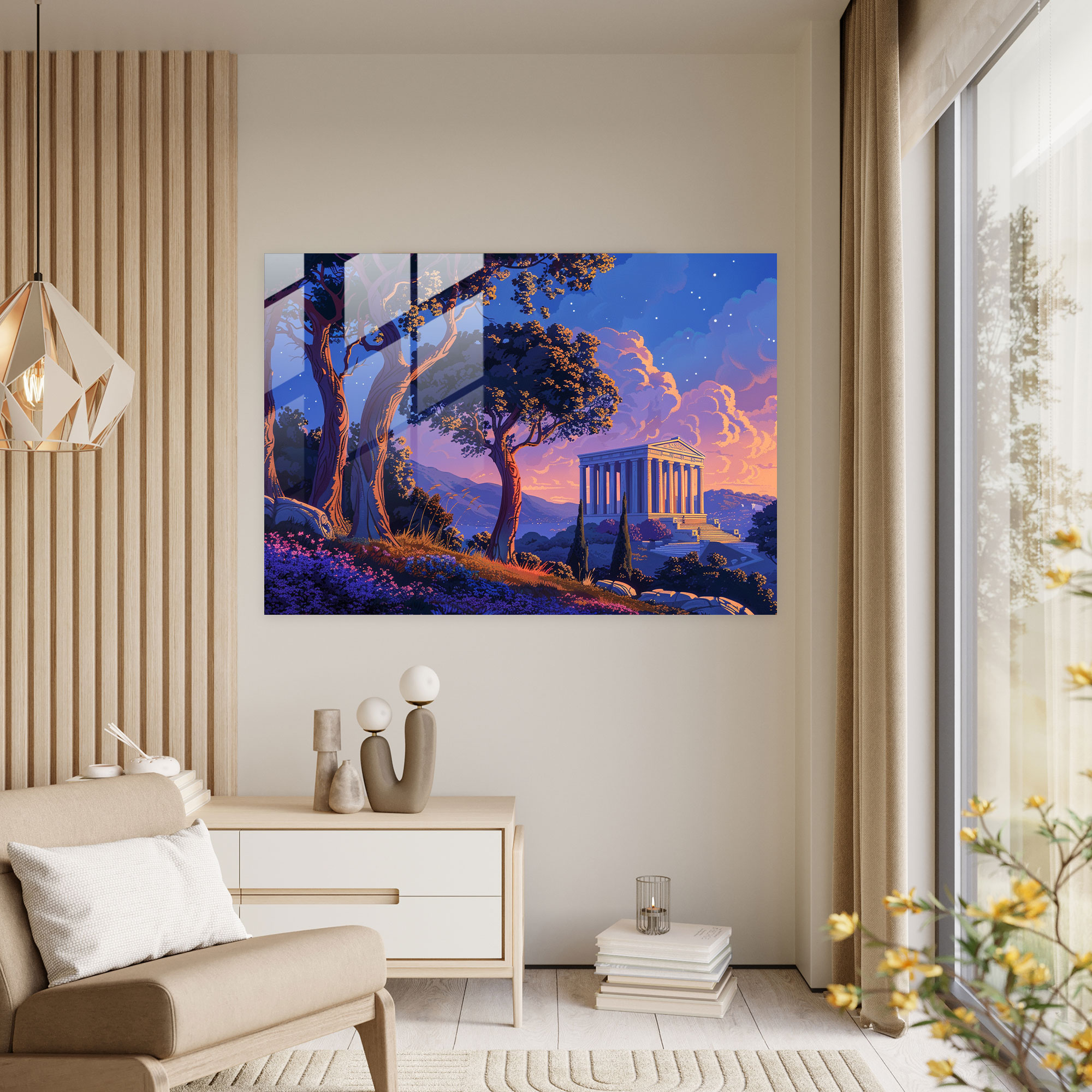 Neoklasik Cam Tablo - Ev Dekorasyonu Modern Sanat