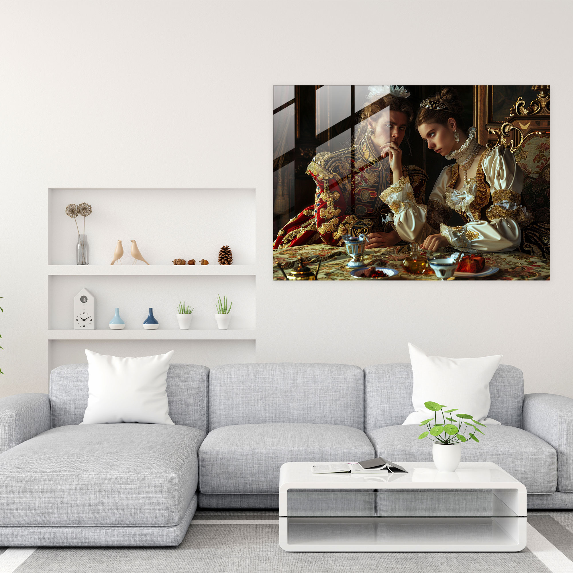 Neoklasik Cam Tablo - Neoklasizm Modern Sanat Cam Sanatı Cam Baskı