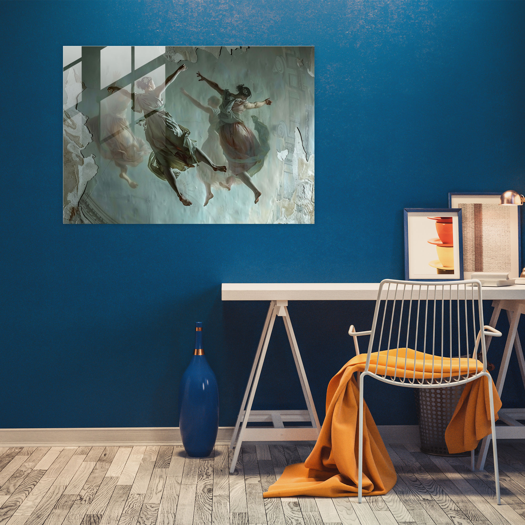 Neoklasik Cam Tablo - Neoklasizm Modern Sanat Cam Duvar Sanatı Ev Dekorasyonu