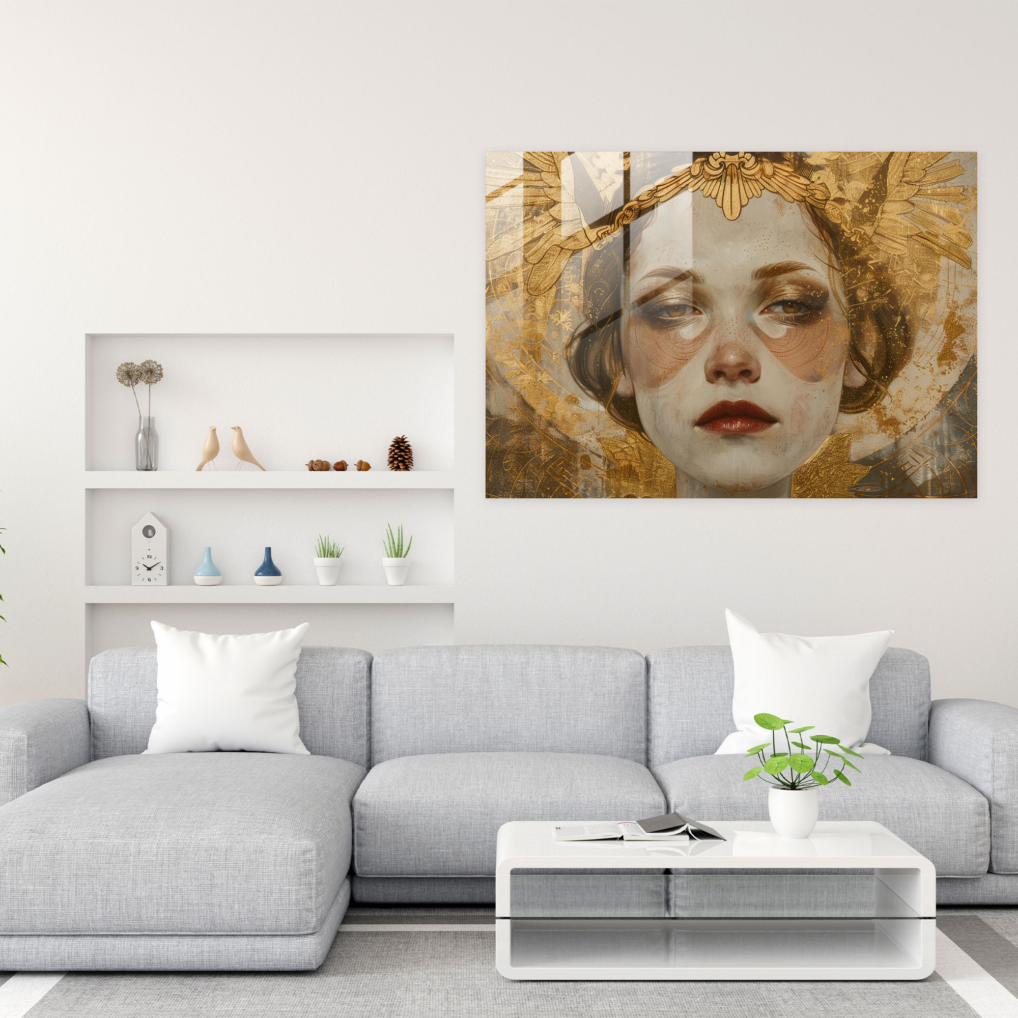Neoklasik Ev Dekorasyonu Cam Tablo - Neoklasik Ev Dekorasyonu Modern Sanat