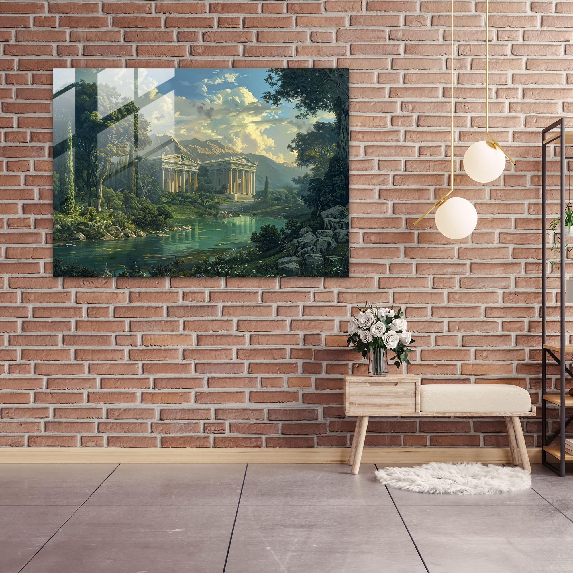 Neoklasik Cam Duvar Sanatı Ev Dekorasyonu - Modern Sanat Duvar Dekorasyonu Cam Tablo