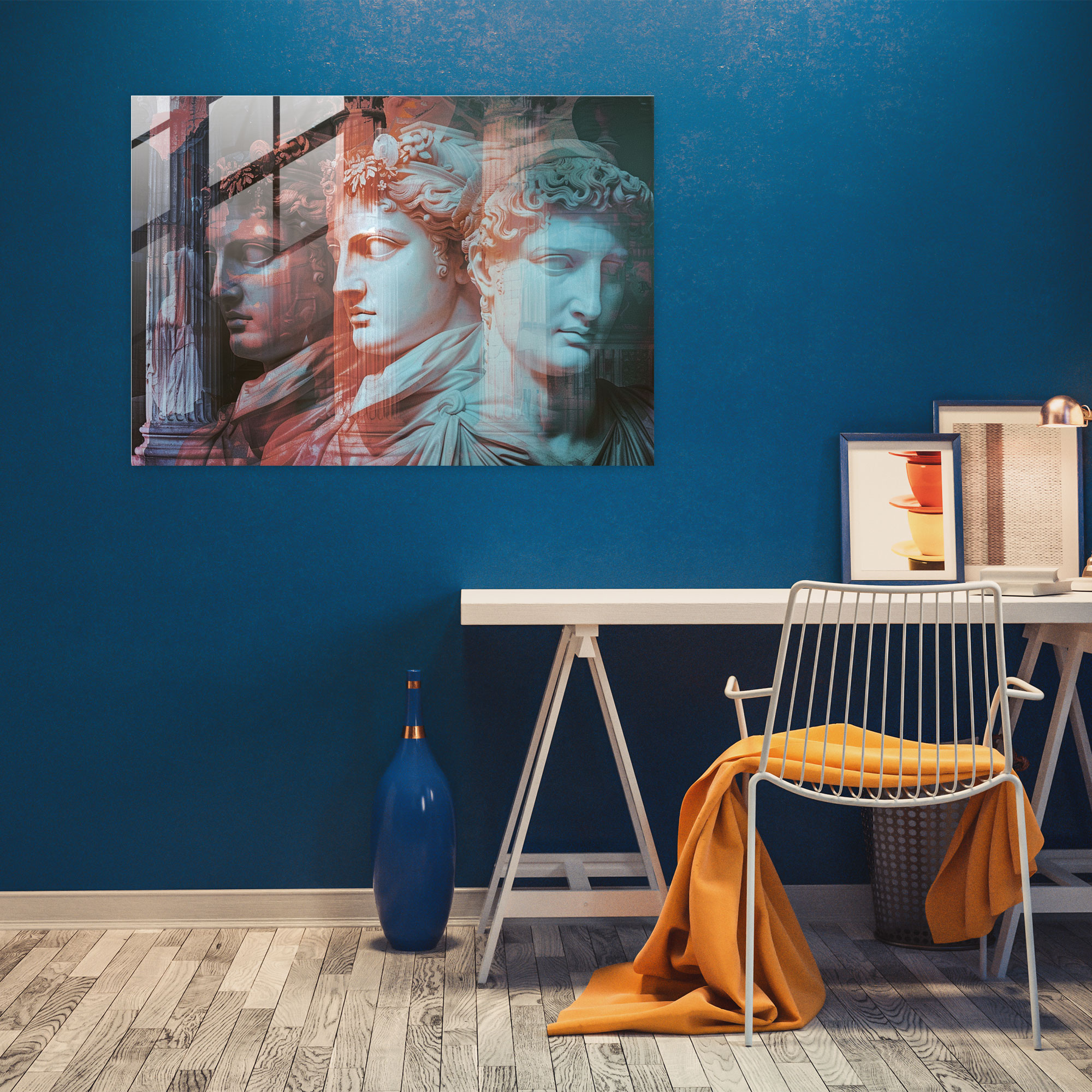 Neoklasik Cam Tablo - Neoklasik Cam Duvar Sanatı Modern Sanat Ev Dekorasyonu