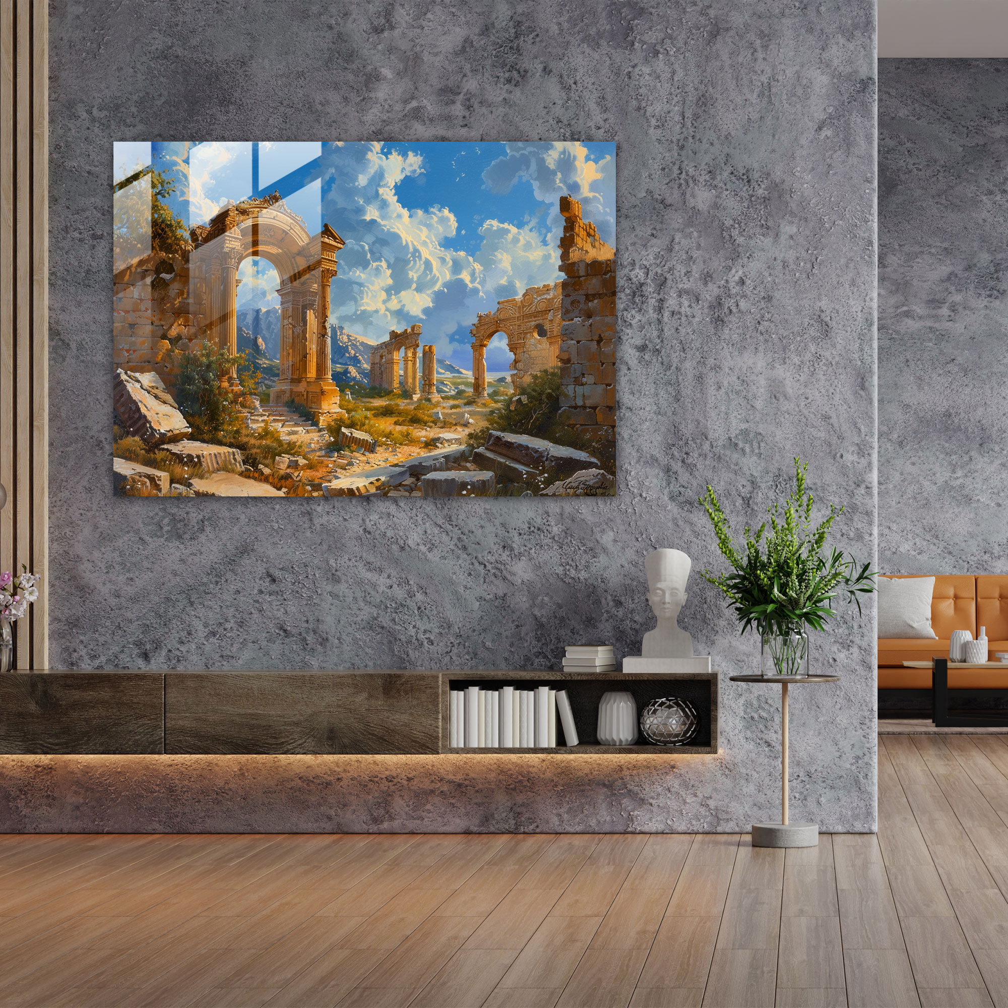 Neoklasik Modern Sanat: Antik Harabeler - Neoklasik Modern Sanat Cam Tablo