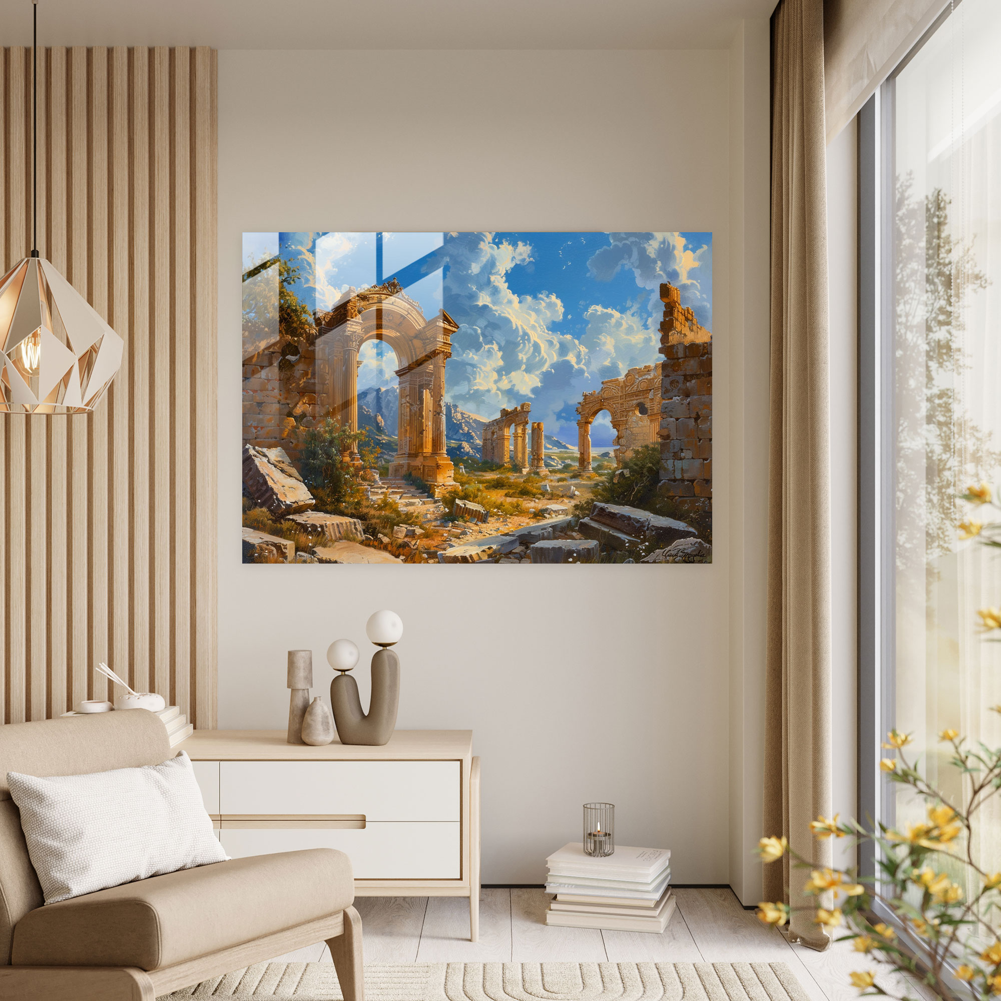 Neoklasik Modern Sanat: Antik Harabeler - Neoklasik Modern Sanat Cam Tablo