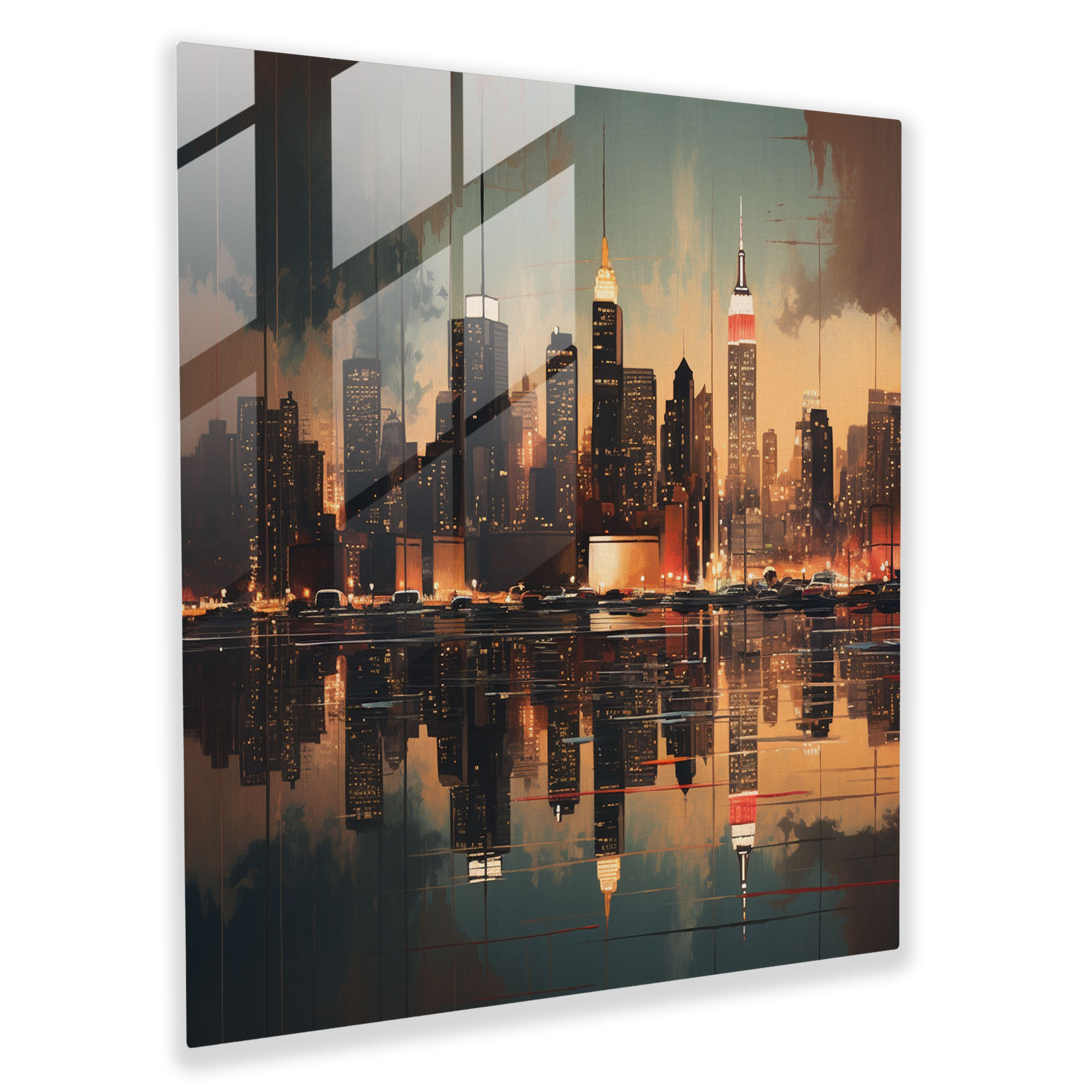 Nostalgia City Skyline Glass Print - Nostalgia, Nostalgia, Glass Art, Nostalgic Color Palette