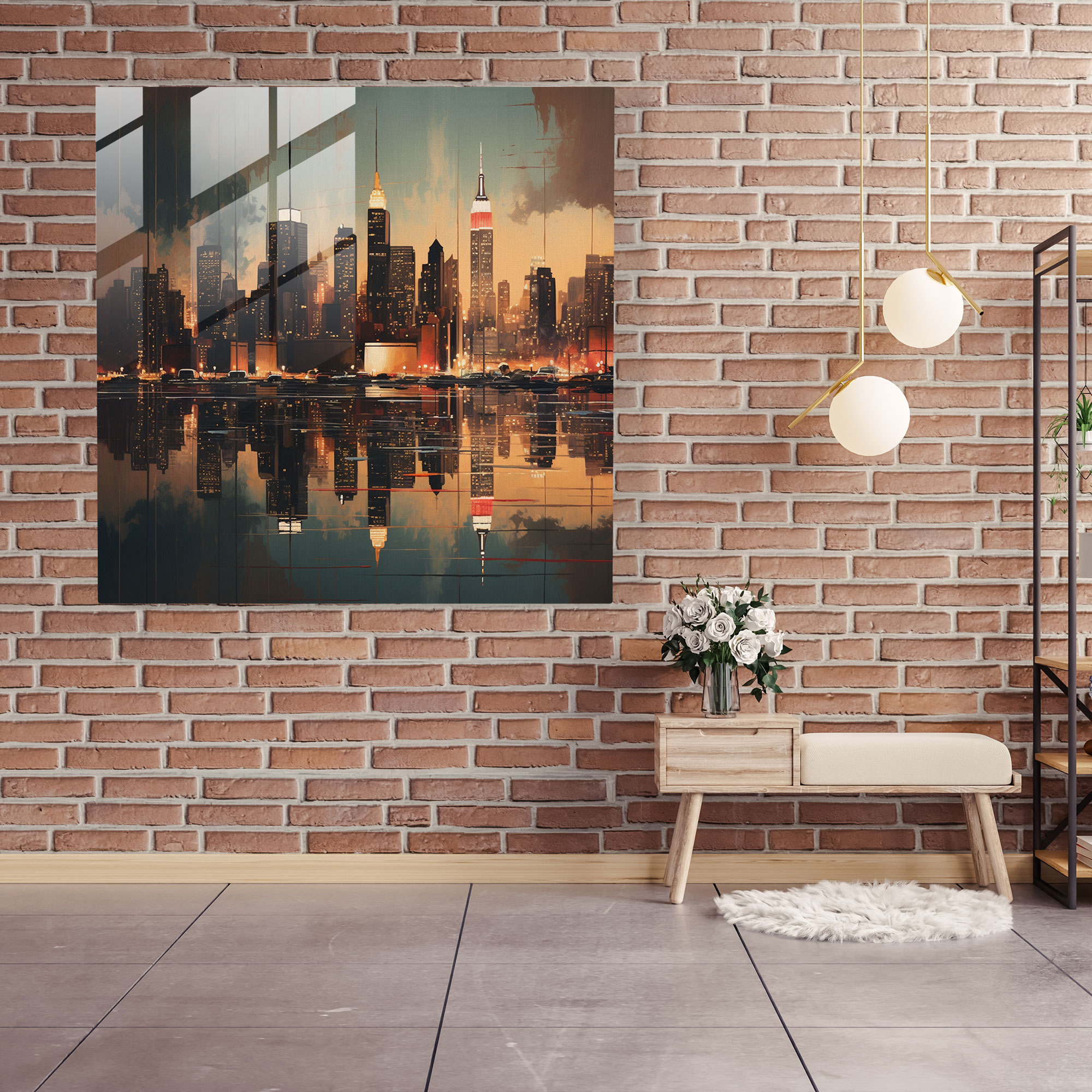 Nostalgia City Skyline Glass Print - Nostalgia, Nostalgia, Glass Art, Nostalgic Color Palette
