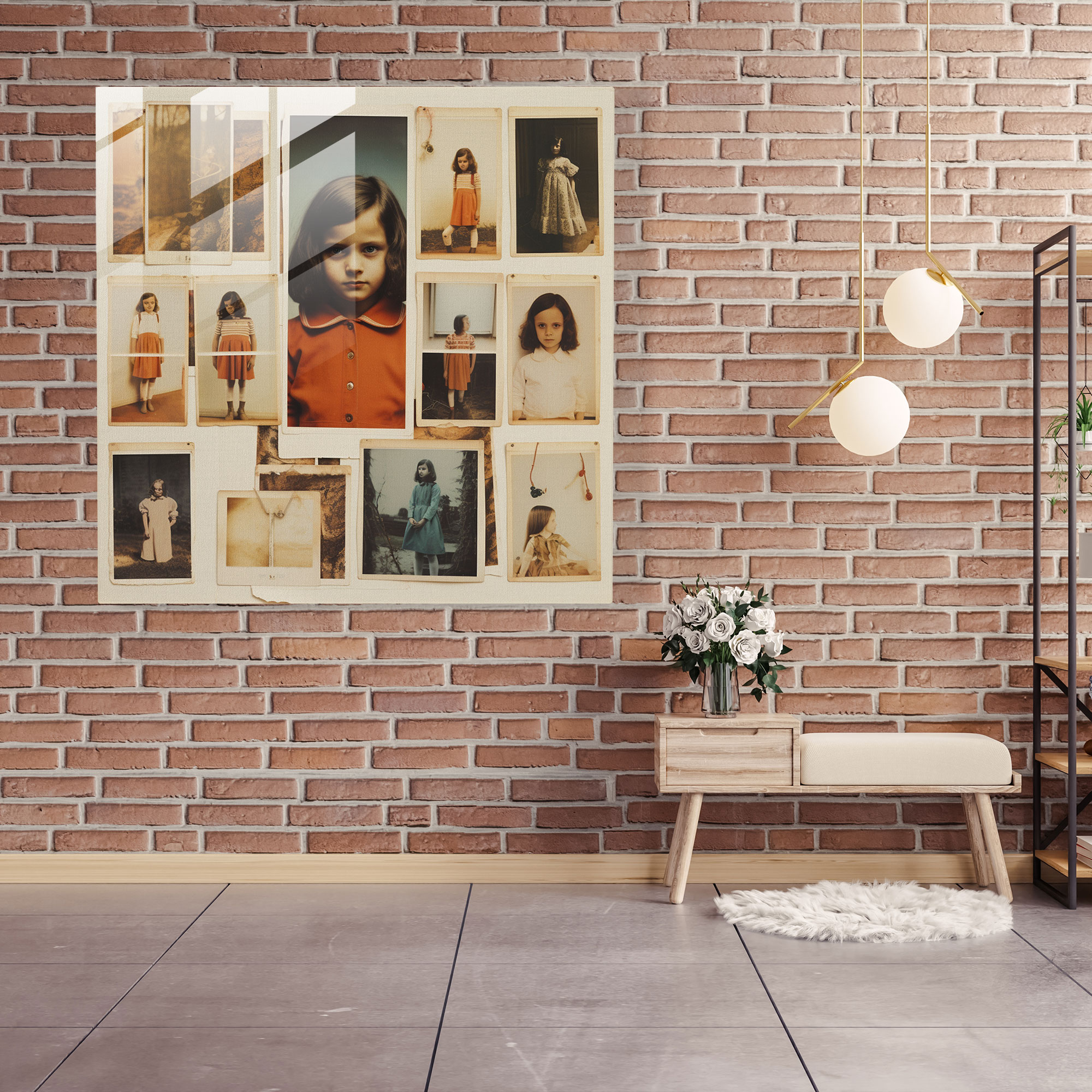 Masum Hatıralar Cam Tablo - Polaroid Koleksiyonu - Nostalji Koleksiyon Cam Sanatı Çocukluk Hatıraları