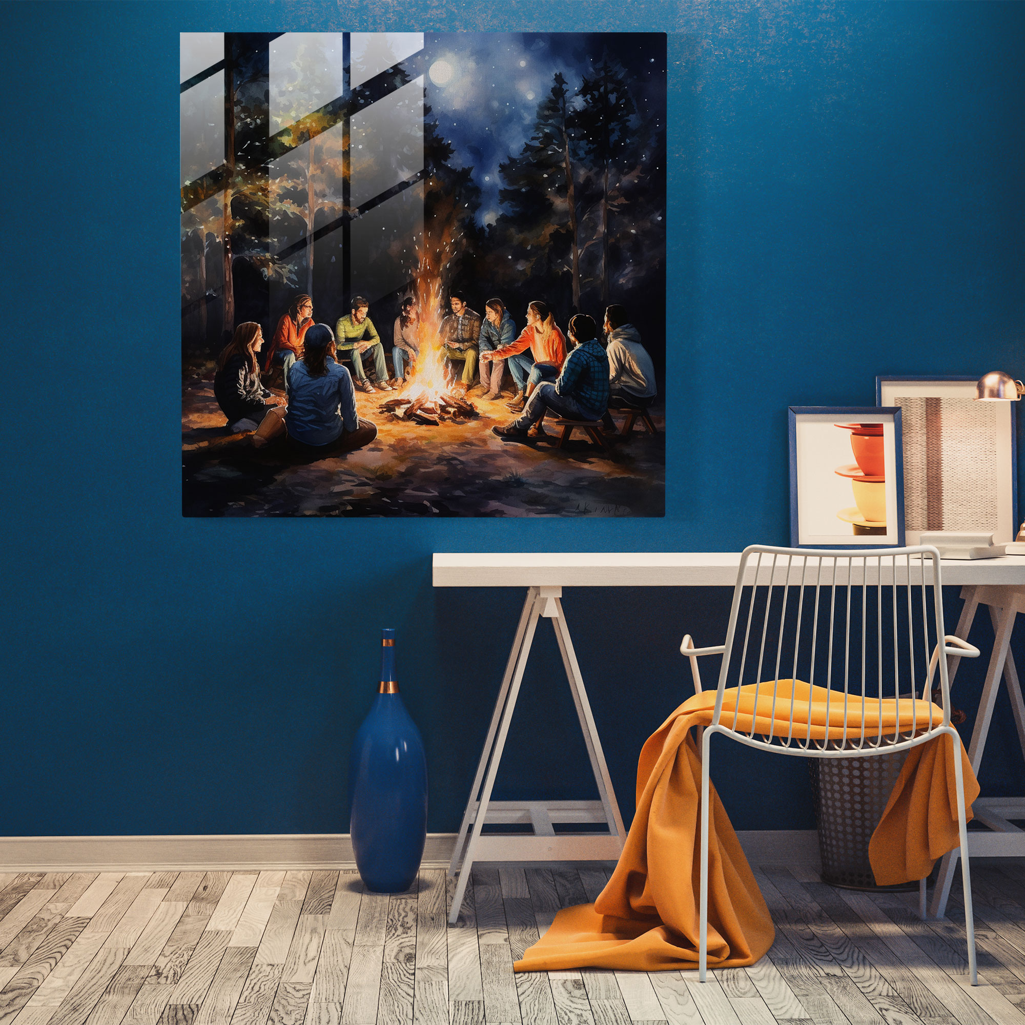 Bonfire Nostalgia Glass Print - Nostalgia, Wall Decoration, Home Decoration, Nostalgia