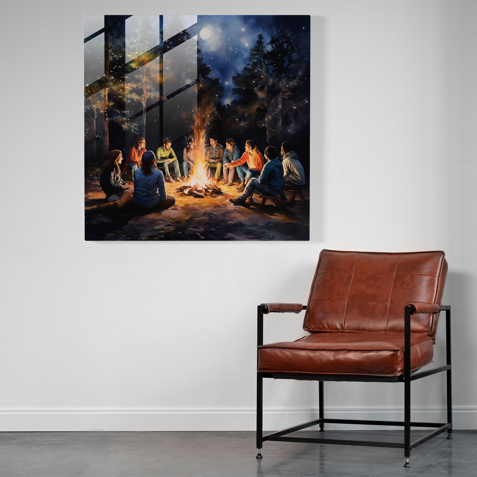 Bonfire Nostalgia Glass Print - Nostalgia, Wall Decoration, Home Decoration, Nostalgia